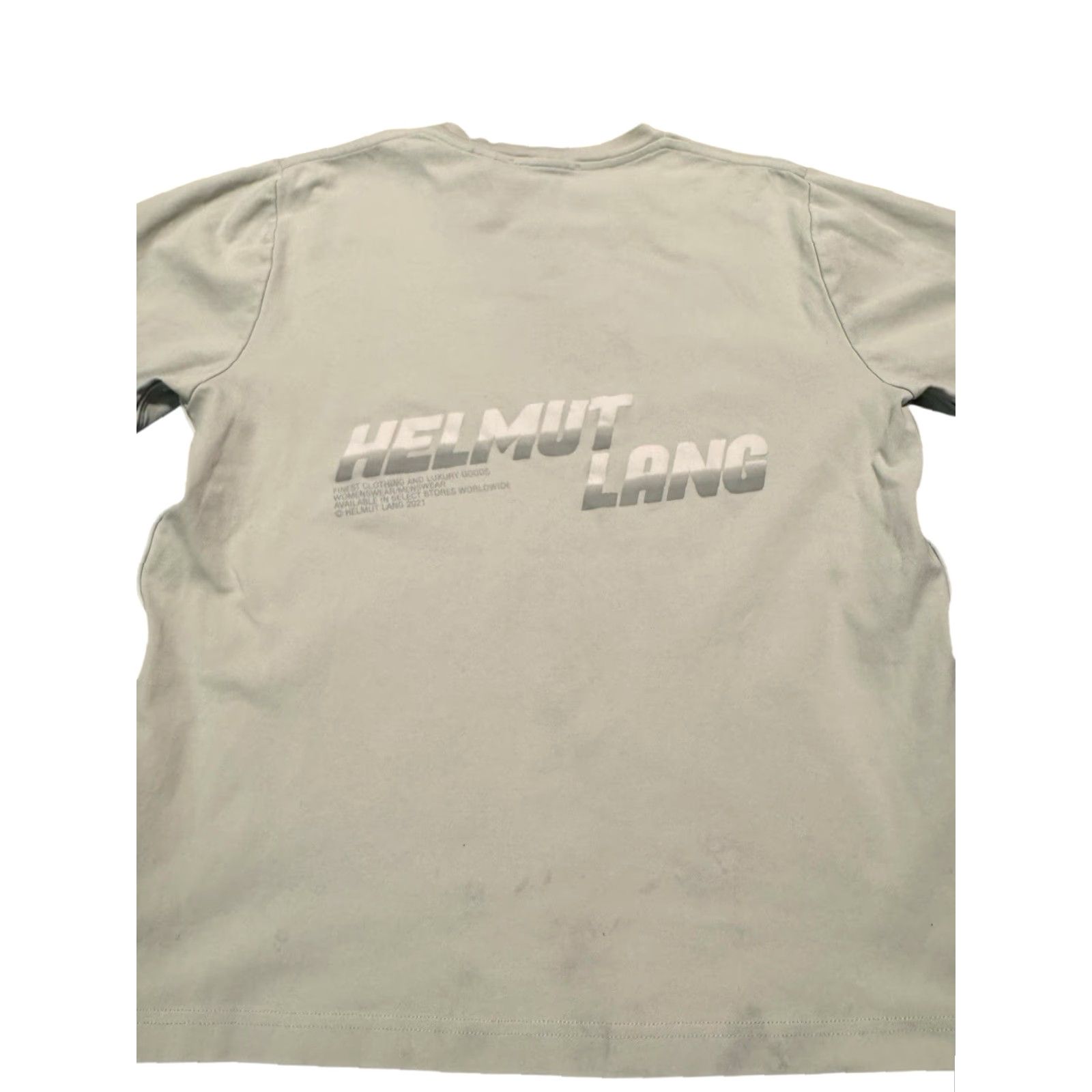 Helmut Lang Helmut Lang Piping Tee Mens Size Medium Smoke Grey Back Logo Graphic 2021 Size US M / EU 48-50 / 2 - 3 Thumbnail