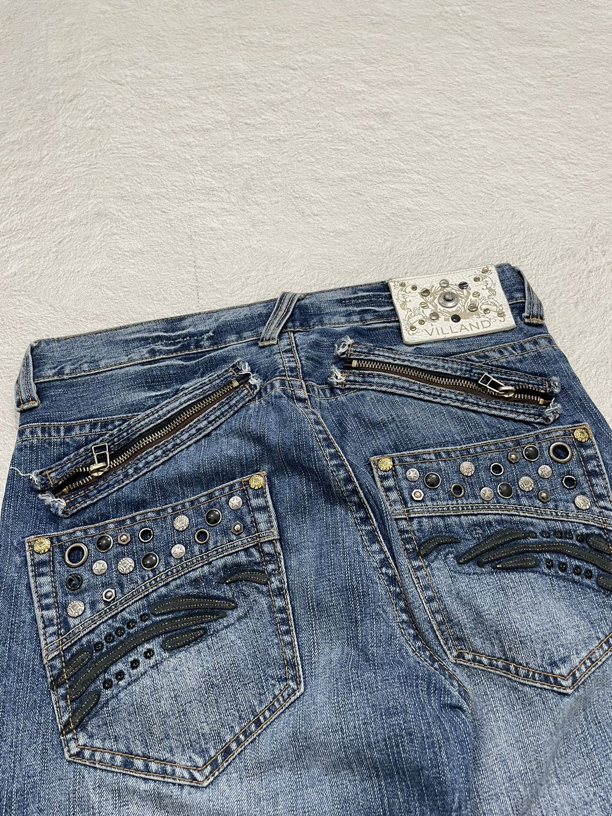 If Six Was Nine × Japanese Brand 2000s Villand Studed Jorts Stonewash Size US 30 / EU 46 - 2 Thumbnail