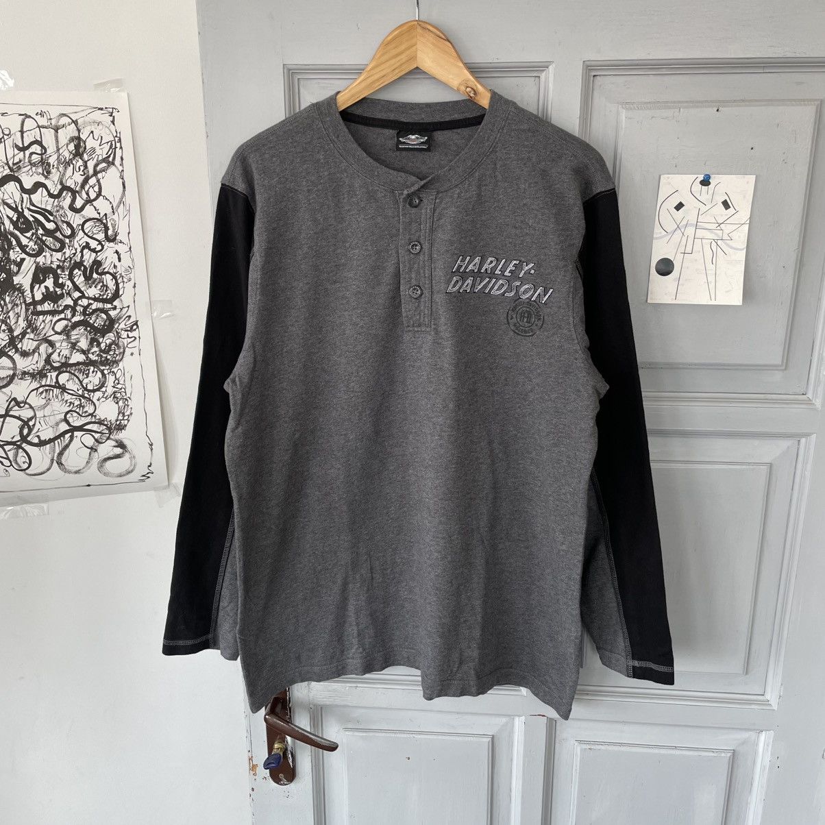 Harley Davidson × Vintage Vintage 00’s Harley Davidson Grey Long Sleeve Size US L / EU 52-54 / 3 - 2 Thumbnail