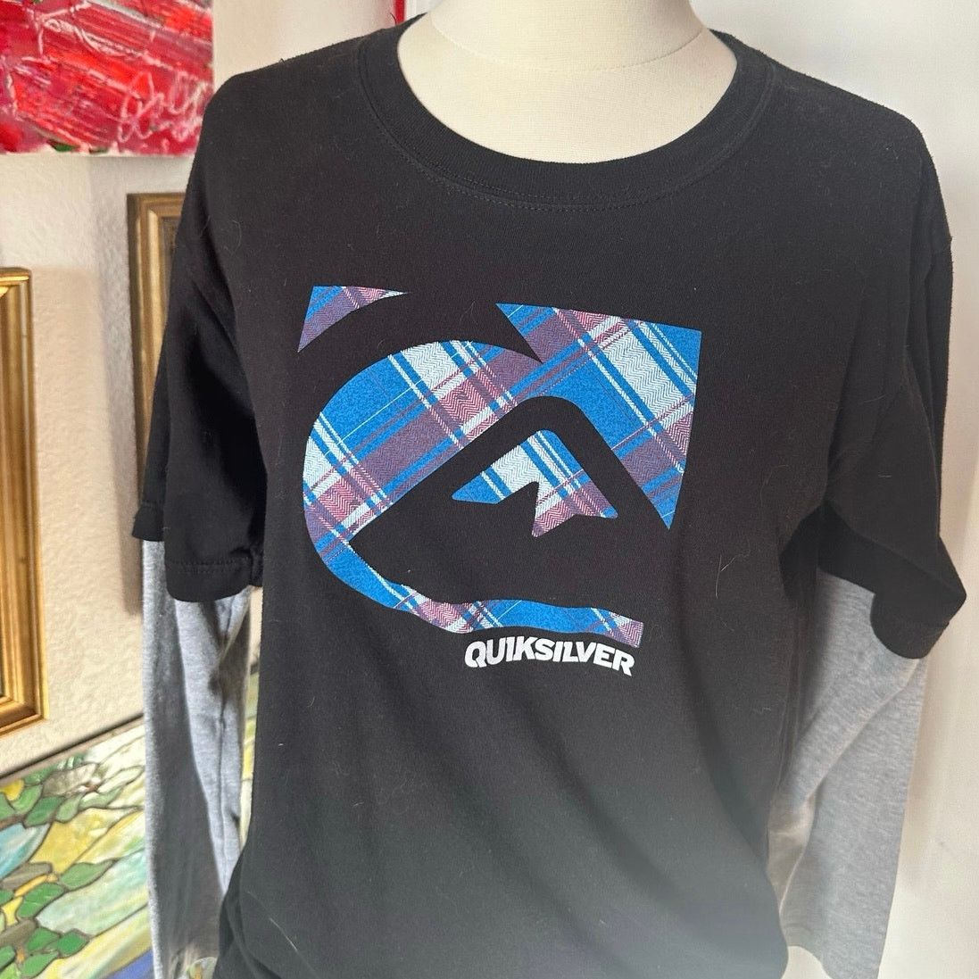 Quicksilver quicksilver gray and black layered long sleeve shirt Size L / US 10 / IT 46 - 2 Thumbnail