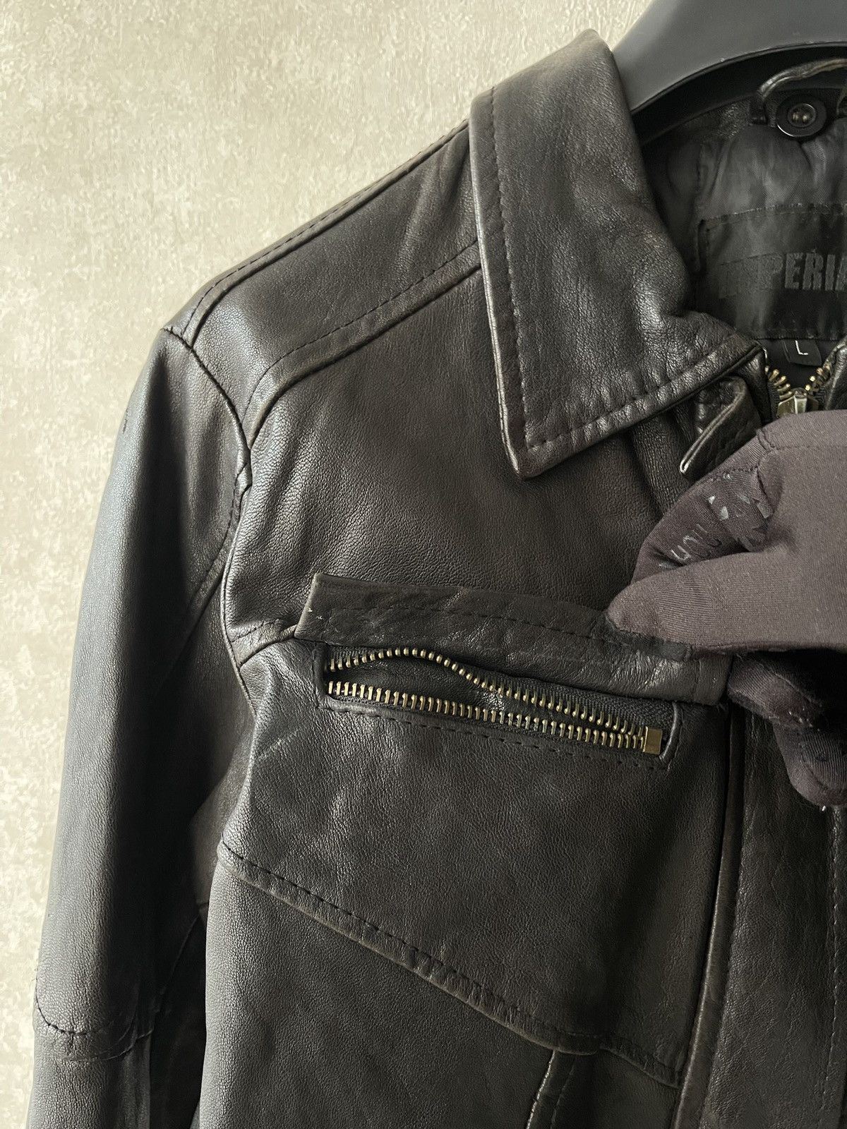 Imperial Vintage IMPERIAL Cropped Black Leather Bomber Jacket Italy Size S / US 4 / IT 40 - 2 Thumbnail