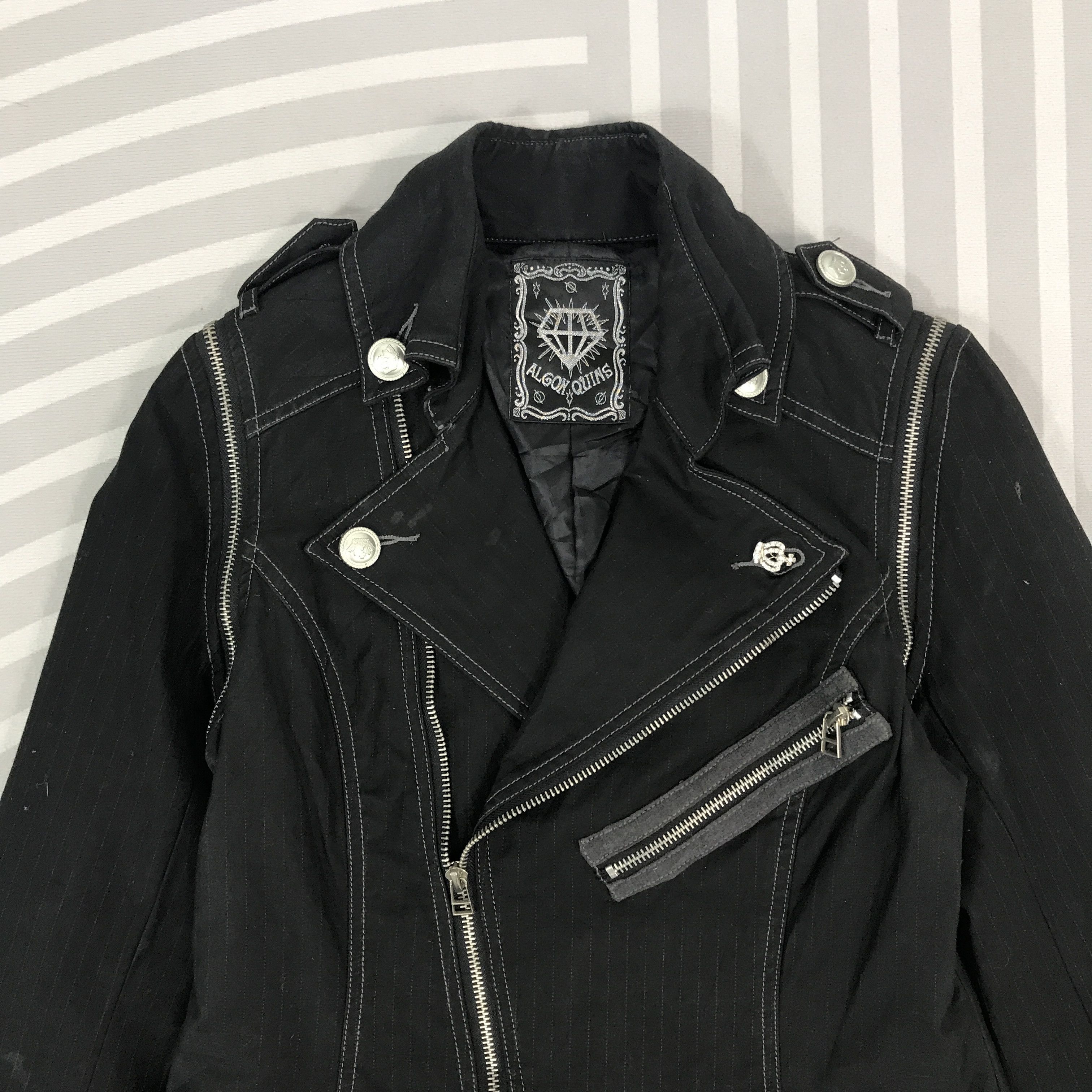 Japanese Brand Vintage Algons Quins Double Collar black punk Japan Jacket Size US S / EU 44-46 / 1 - 2 Thumbnail