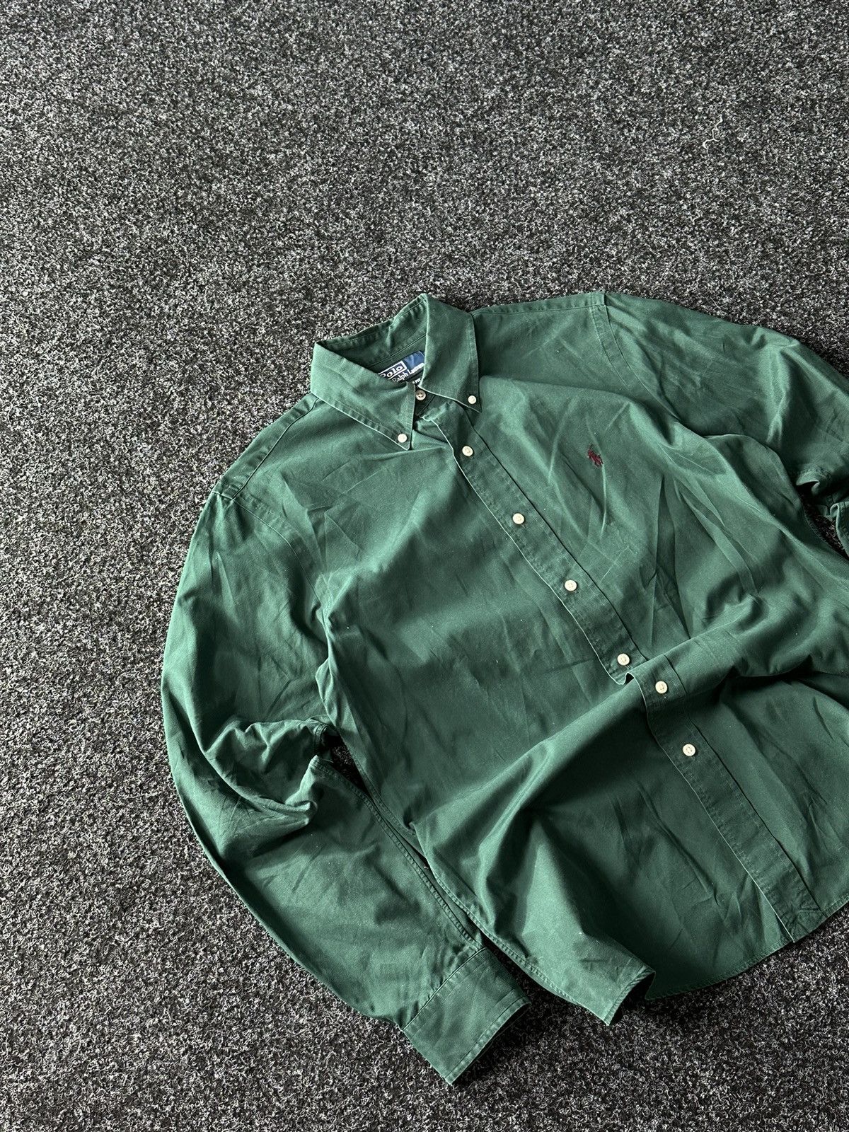 Designer × Polo Ralph Lauren × Vintage ❗️Vintage 90s Polo RALPH LAUREN Green Shirt OLD MONEY style Size US M / EU 48-50 / 2 - 2 Thumbnail