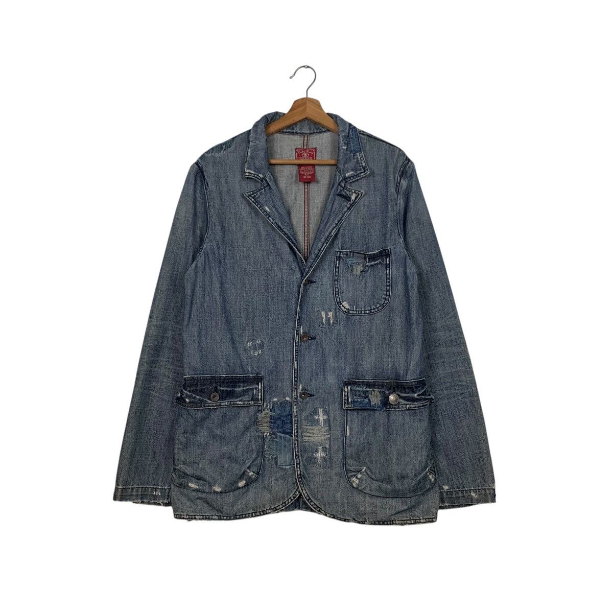 LUCKY BRAND Trashed Distress Casual Denim Jacket #1665-C74
