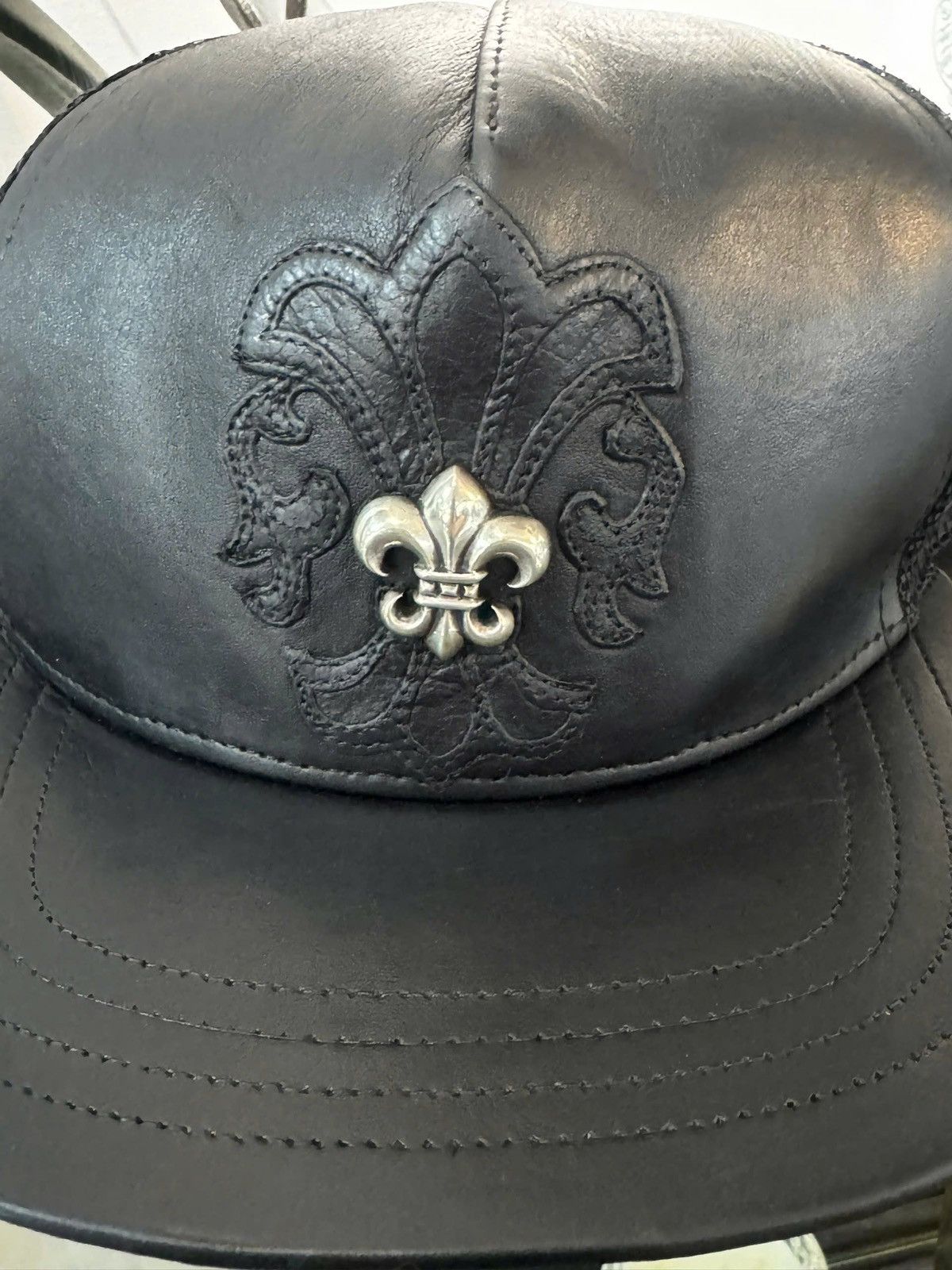 Chrome Hearts Chrome Hearts Fleur De Lis Leather Trucker Hat Size ONE SIZE - 2 Thumbnail