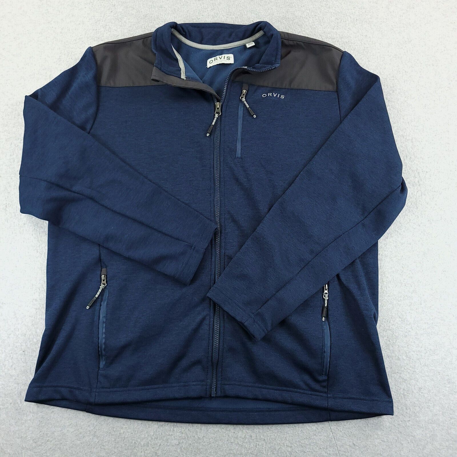 Orvis Orvis Jacket Mens Extra Large Blue Zip Front Fleece Lined Hybrid ...