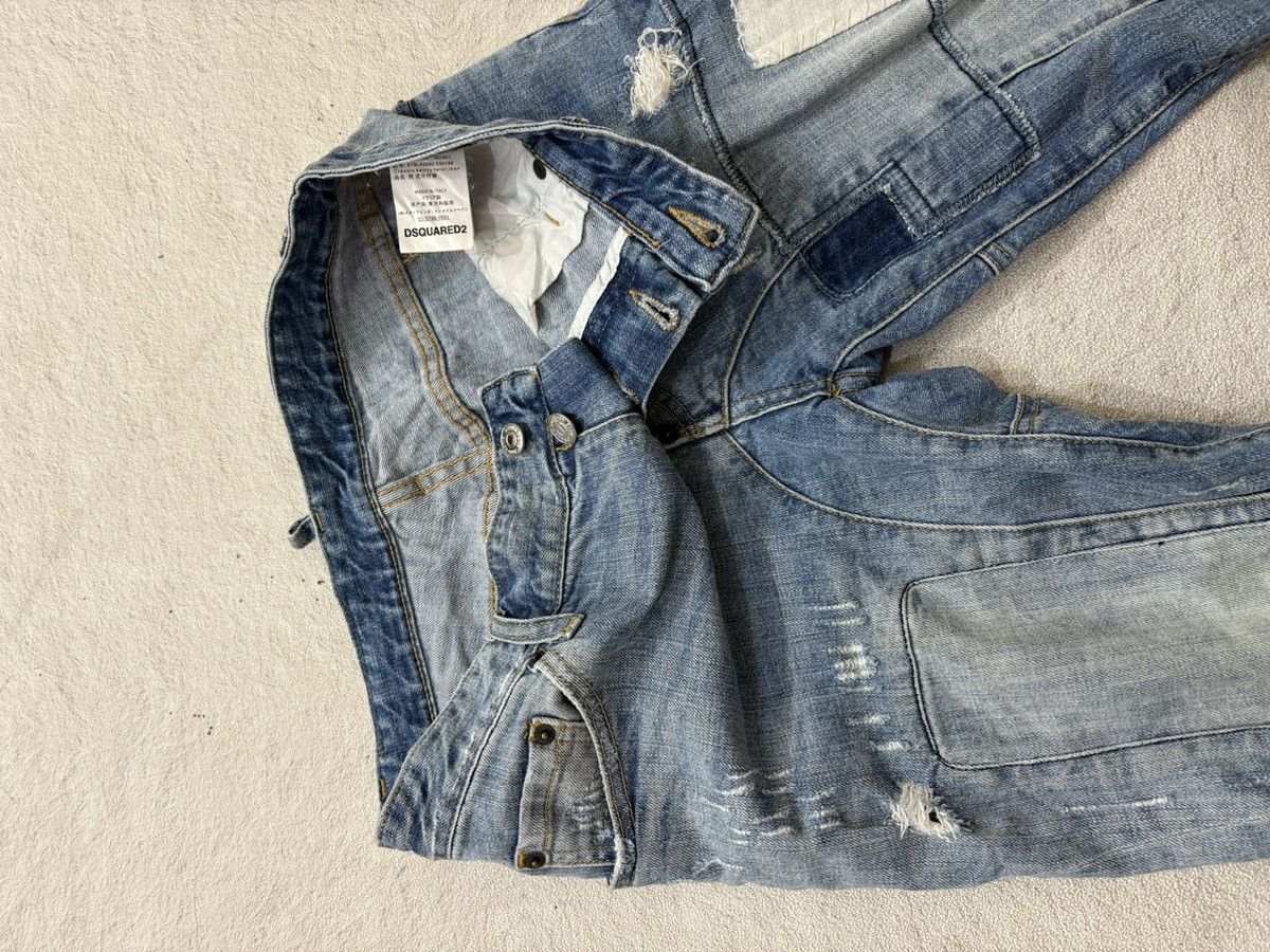 Japanese Brand 2000s Dsquared Patchwork Denim Ripped Wash Jeans Y2K LGB Size US 31 - 6 Thumbnail