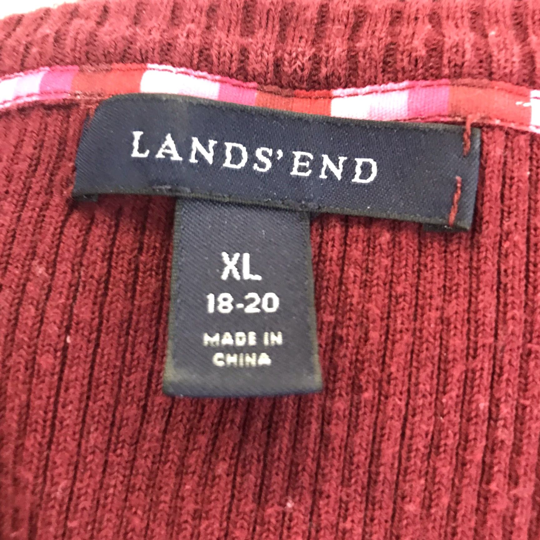 Lands' End Lands' End Women's Blouse Shirt Dress Casual Fall Winter XL Burgundy Cotton Spandex Nylon V-Neck Pullover Size XL / US 12-14 / IT 48-50 - 4 Thumbnail