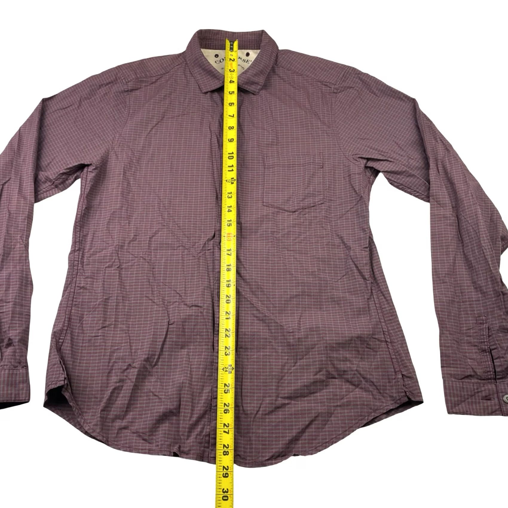John Varvatos Converse x John Varvatos Men's Button Shirt Burgundy Plaid 100% Cotton Long Sleeve Small Regular Mens Size US S / EU 44-46 / 1 - 5 Thumbnail