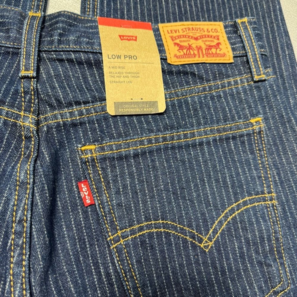 Levi's NWT New Levi's Low Pro Straight Leg Mid Rise Blue Striped J Size 29" - 5 Thumbnail
