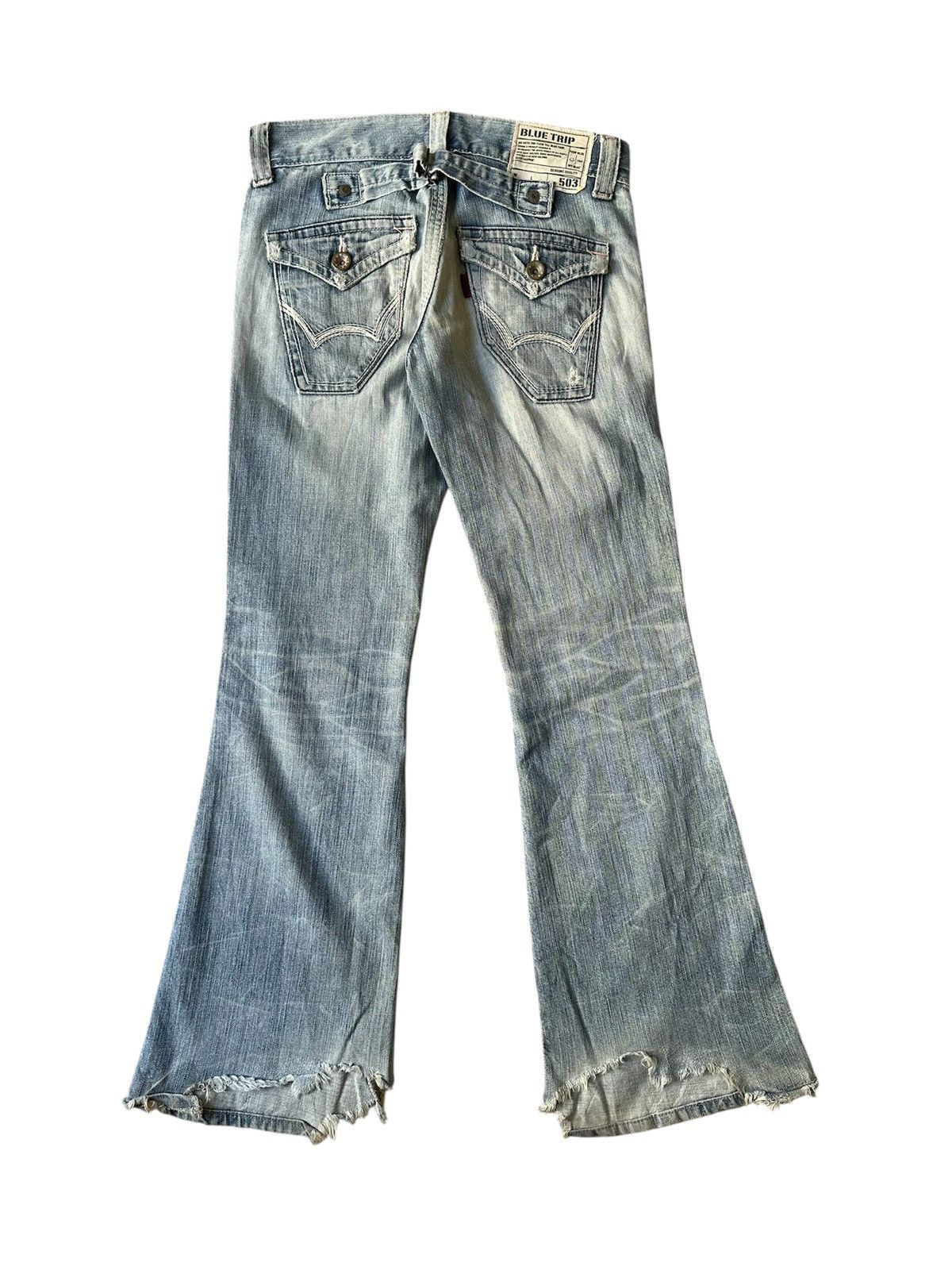 Edwin FLARE Edwin Blue Trip 503 Buckle Back Faded Distressed Denim Size US 28 / EU 44 - 2 Thumbnail