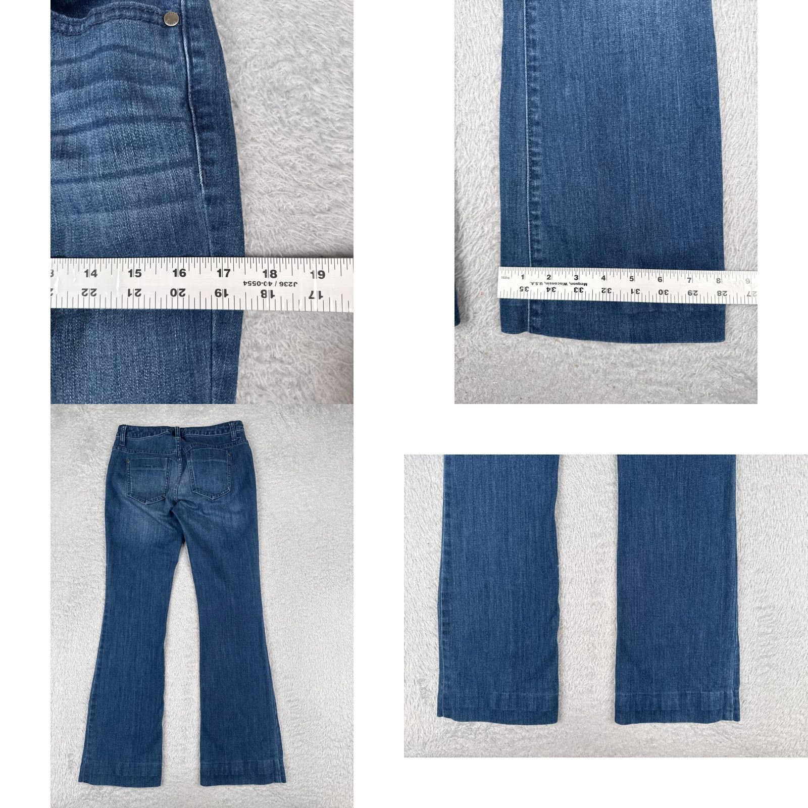 Vintage ELLE Jeans Womens Blue Denim Flared Low Rise 28x30 Slimming Stretch 5-Pocket Design Regular 2/Adult Womens Jeans Size 26" / US 2 / IT 38 - 9 Thumbnail