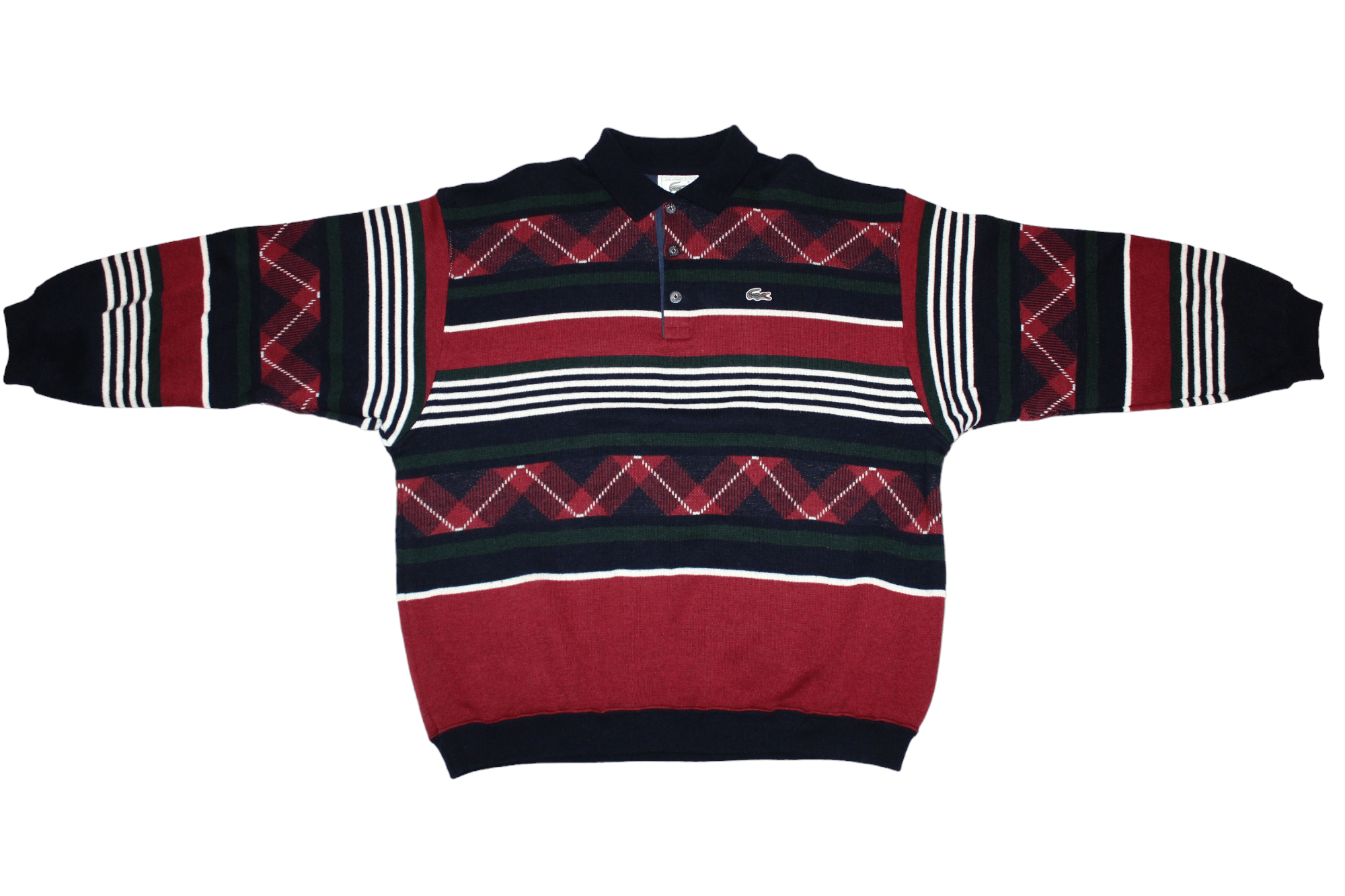 Lacoste VTG 70s Lacoste Wool Blend Knitted Striped Polo Jumper Size US XL / EU 56 / 4 - 3 Thumbnail