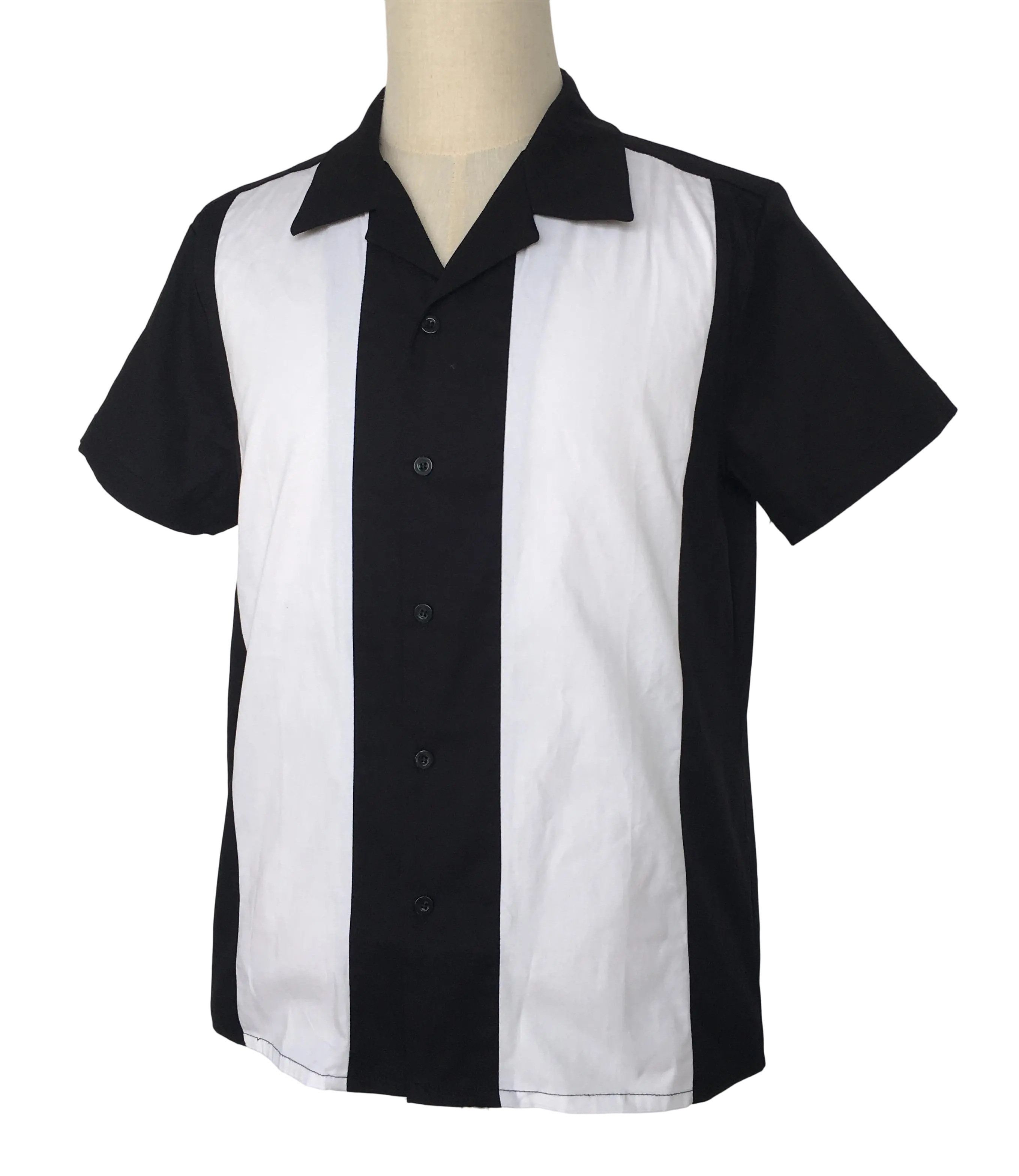 Other Retro Two-tone Men Shirt Solid Casual Shirt Black&White Size US S / EU 44-46 / 1 - 2 Thumbnail