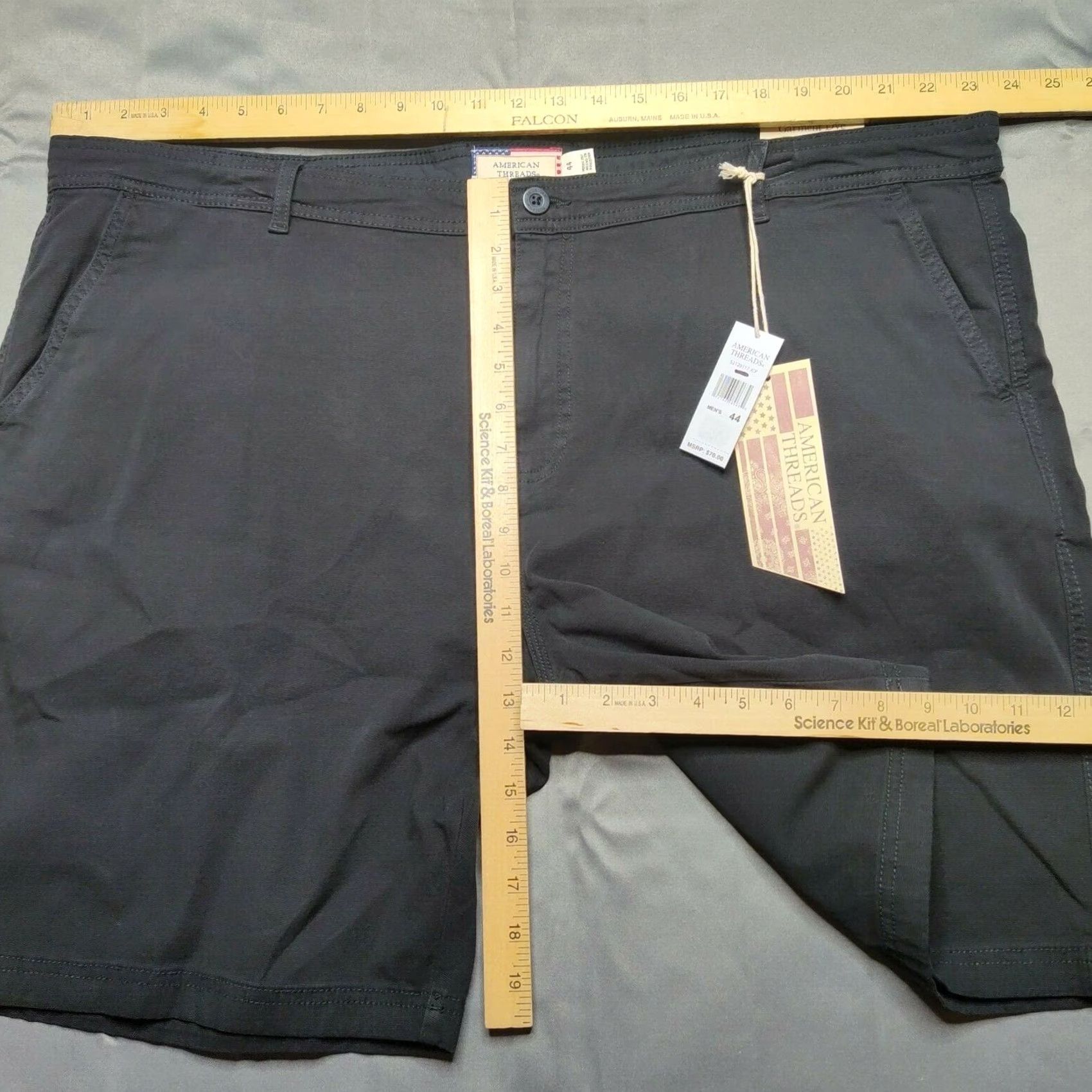 Vintage American Threads Men Shorts 44 Black Garment Dye Cotton Stretch 9" NEW Size US 44 / EU 60 - 3 Thumbnail