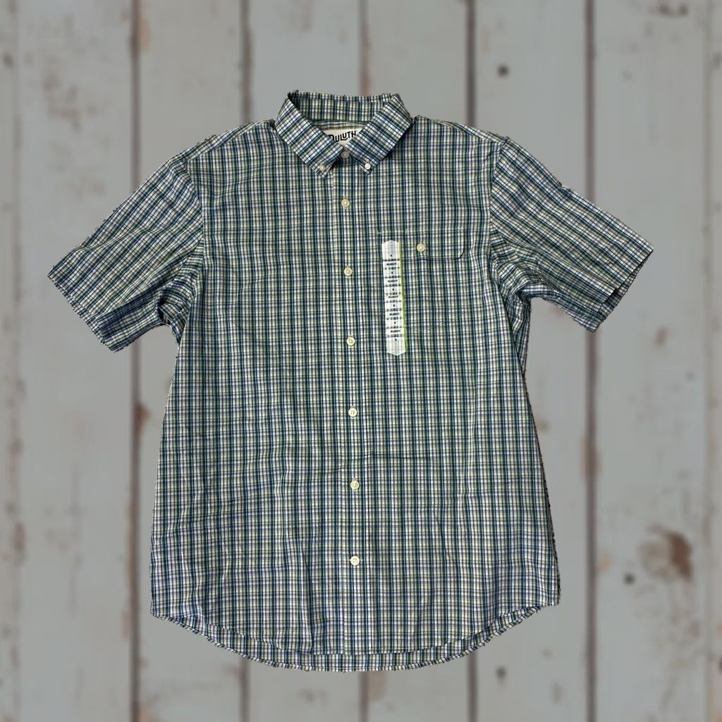 Vintage Duluth Men Cool Max Wrinkle Fighter Short Sleeve Button-Up Shirt Medium Blue NWT Size US 31 - 1 Thumbnail