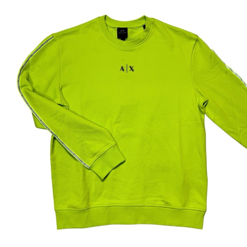 Armani Exchange NWT New ARMANI EXCHANGE Logo Stripes Neon Yellow Sweatshirt Size US M / EU 48-50 / 2 - 2 Thumbnail