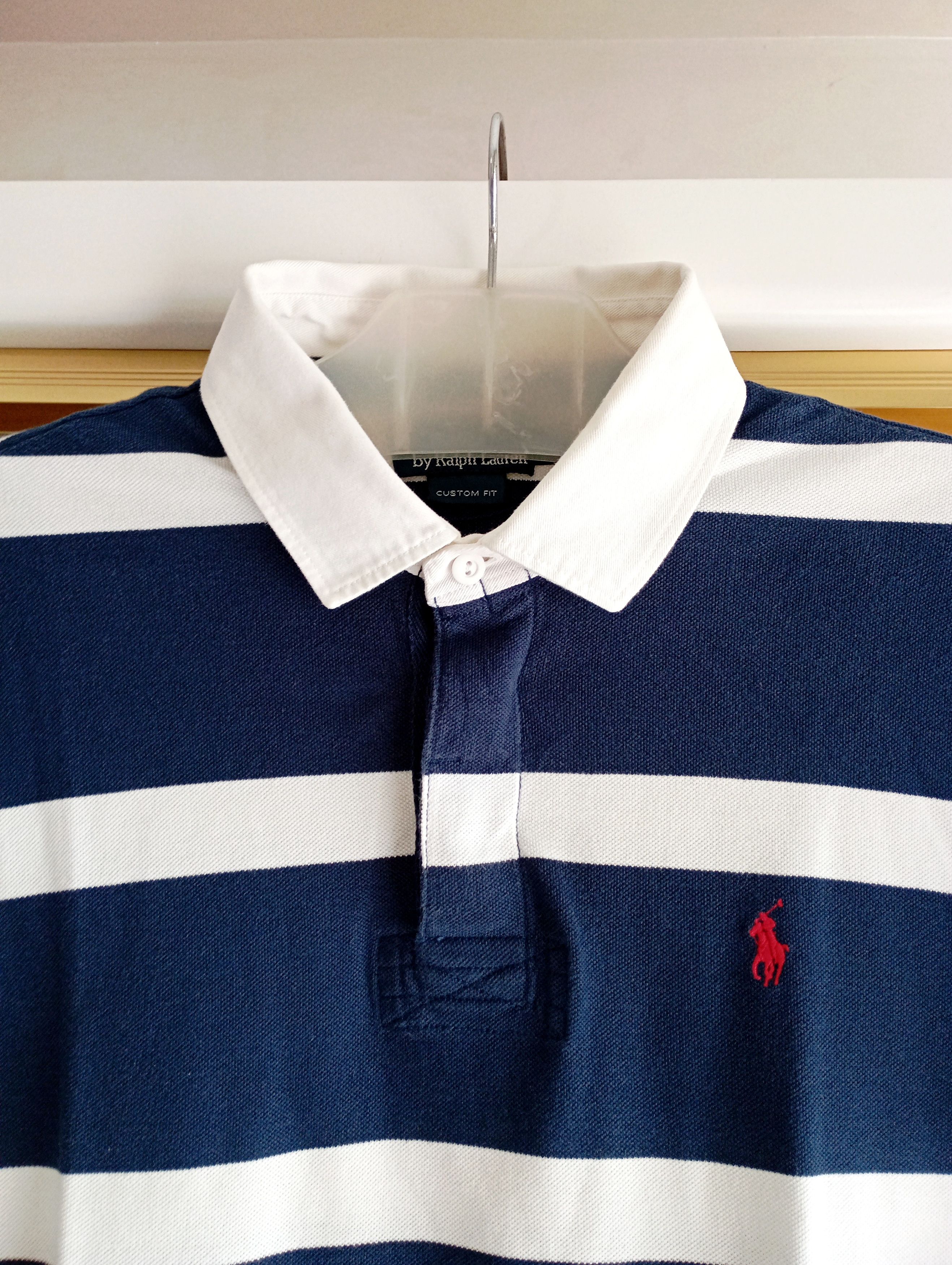 Polo Ralph Lauren Polo Ralph Lauren Striped Mesh Polo Shirt in Blue and White Size US XL / EU 56 / 4 - 3 Thumbnail