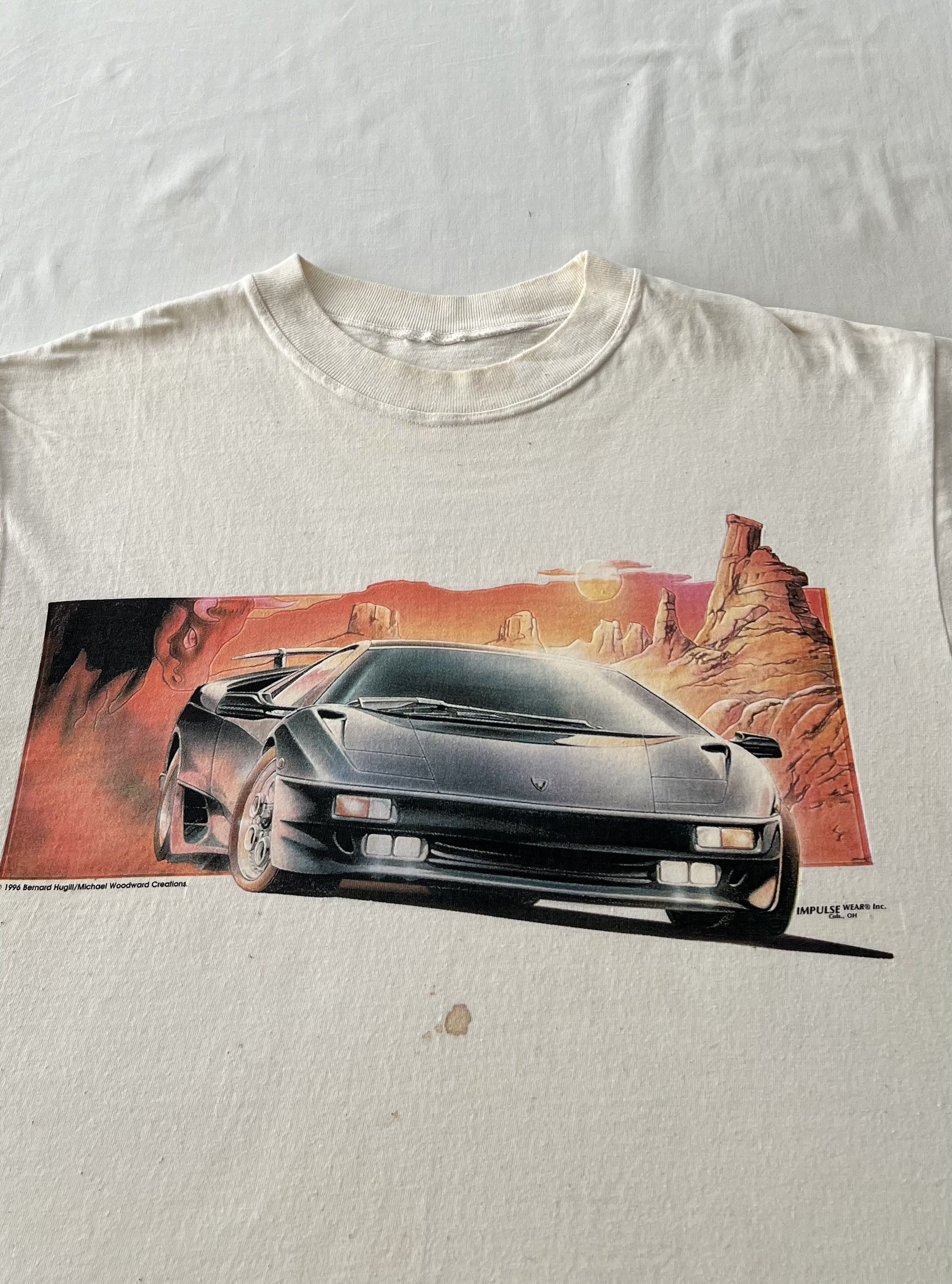 Vintage Vintage 1996 Lamborghini Diablo Promo White T-shirt Size US L / EU 52-54 / 3 - 3 Thumbnail