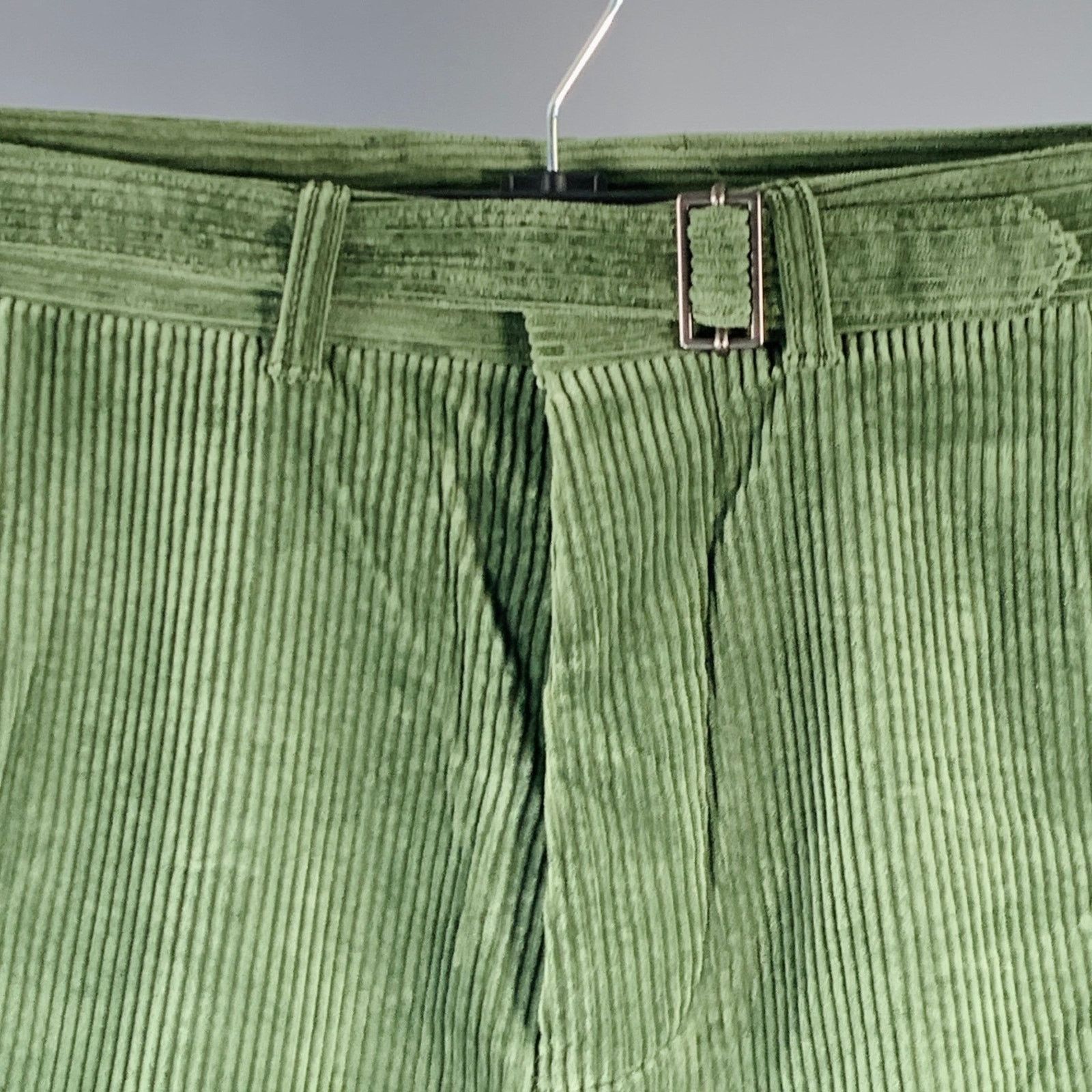 Haider Ackermann Size 34 Green Corduroy Cotton Blend Belted Casual Pants Size US 34 / EU 50 - 2 Thumbnail