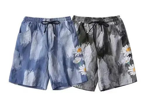 Japanese Brand 20SS Indigo Union Japan Dark Olive Ink Flowers Aloha Short Size US 32 / EU 48 - 3 Thumbnail