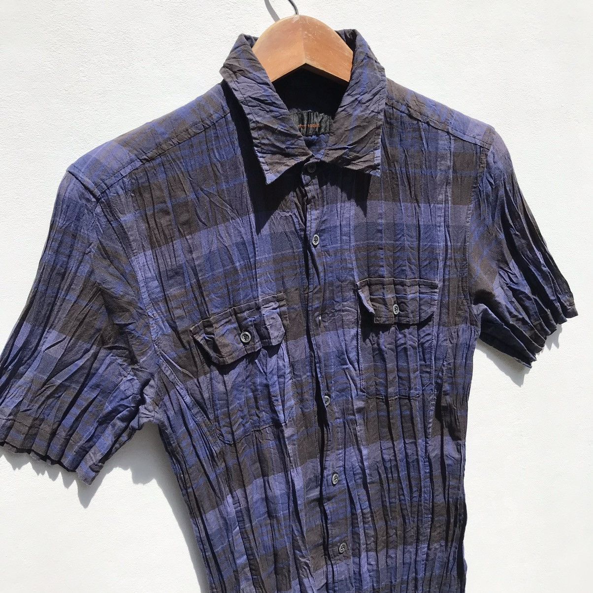 Vintage Tete Homme Issey Miyake Pleated Shirt Tete Homme Sun Faded Size S / US 4 / IT 40 - 6 Thumbnail