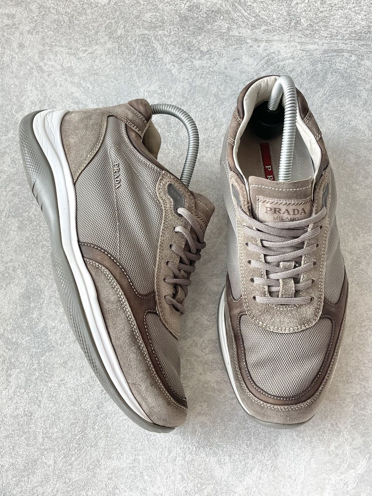 Prada VTG Prada America’s Cup Suede & Mesh Sneakers Grey Archive Size US 8.5 / EU 41-42 - 2 Thumbnail