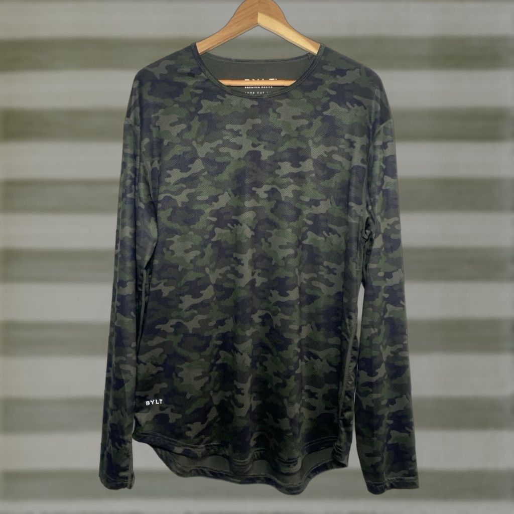 Vintage BYLT Men's Drop Cut Long Sleeve Performance Camo Tee Sz L Size US M / EU 48-50 / 2 - 1 Thumbnail