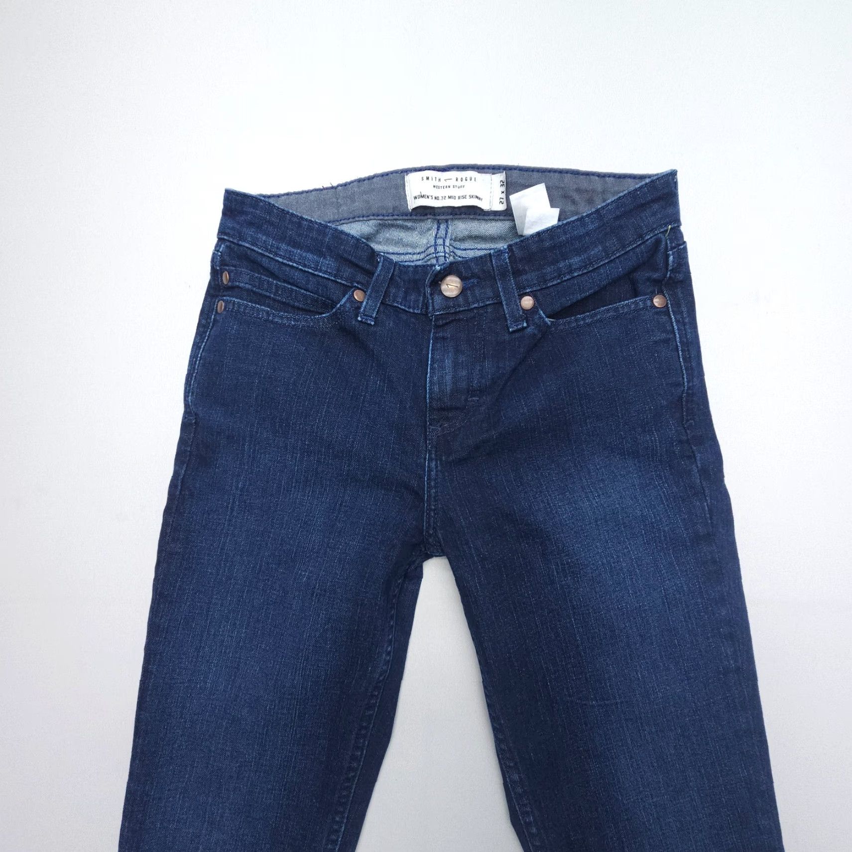 Vintage Smith & Rogue No. 72 Mid Rise Skinny Jeans Women 27 x 32 Dark Wash Western Denim Size 27" / US 4 / IT 40 - 4 Thumbnail