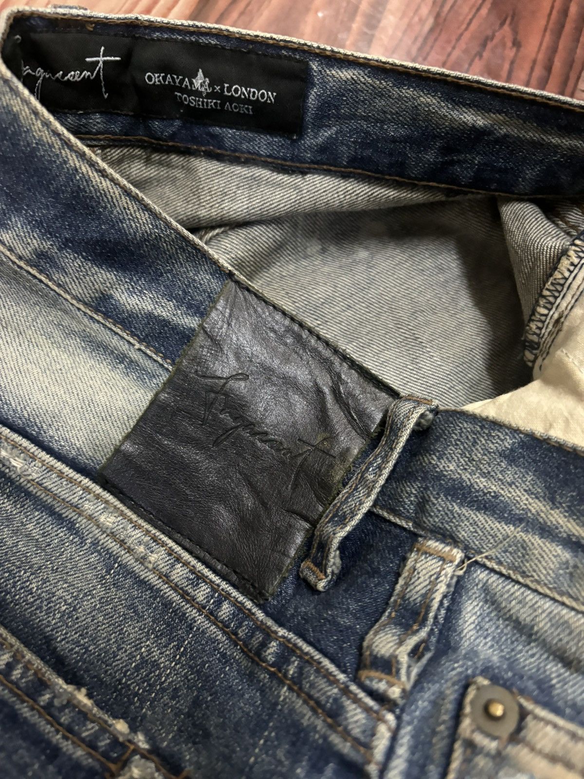 If Six Was Nine 🔥 Fagassent Toshiki Aoki RIPPED PATCHWORK DISTRESSED DENIM Size US 33 - 13 Thumbnail