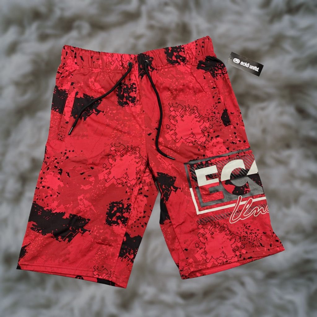 Ecko Unltd. Ecko Unltd Shorts Mens Medium Red Sponge Camo Drawstring Logo Pocket EO12N166T Size US 31 - 1 Thumbnail
