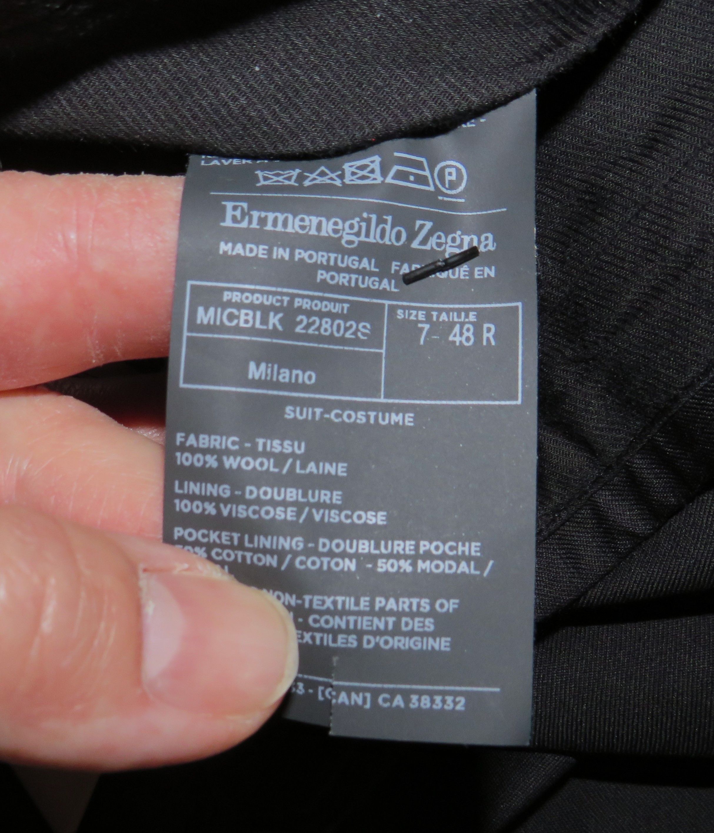 Ermenegildo Zegna Micronsphere Current Solid Black One Button Tuxedo 42S Size 42S - 18 Thumbnail