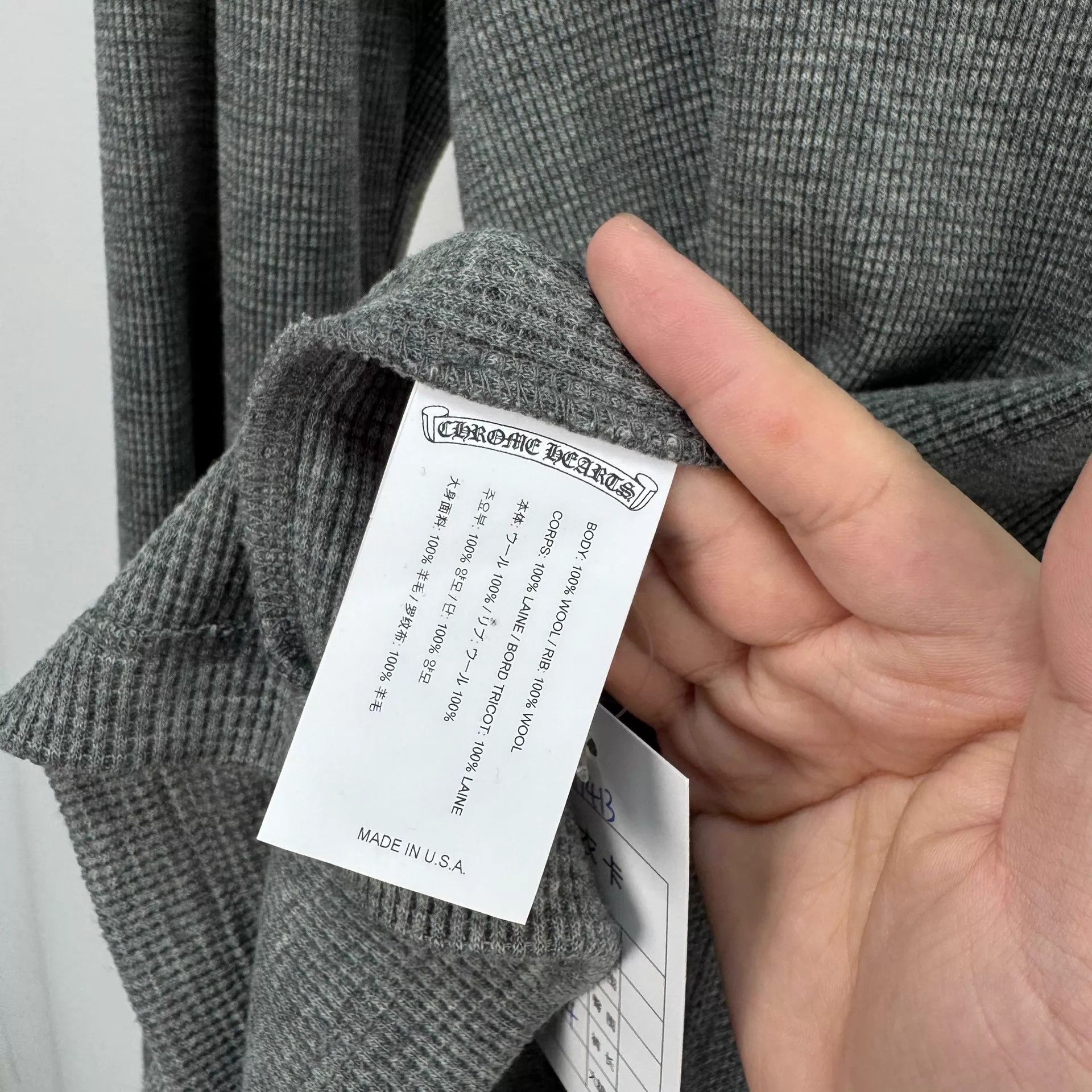 Chrome Hearts Chrome Hearts Grey Waffle Silver-Button Longsleeve XL Size US XL / EU 56 / 4 - 6 Thumbnail