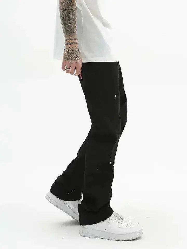 Japanese Brand 777 Black Streetwear Straight Jeans Pants Size US 34 / EU 50 - 3 Thumbnail