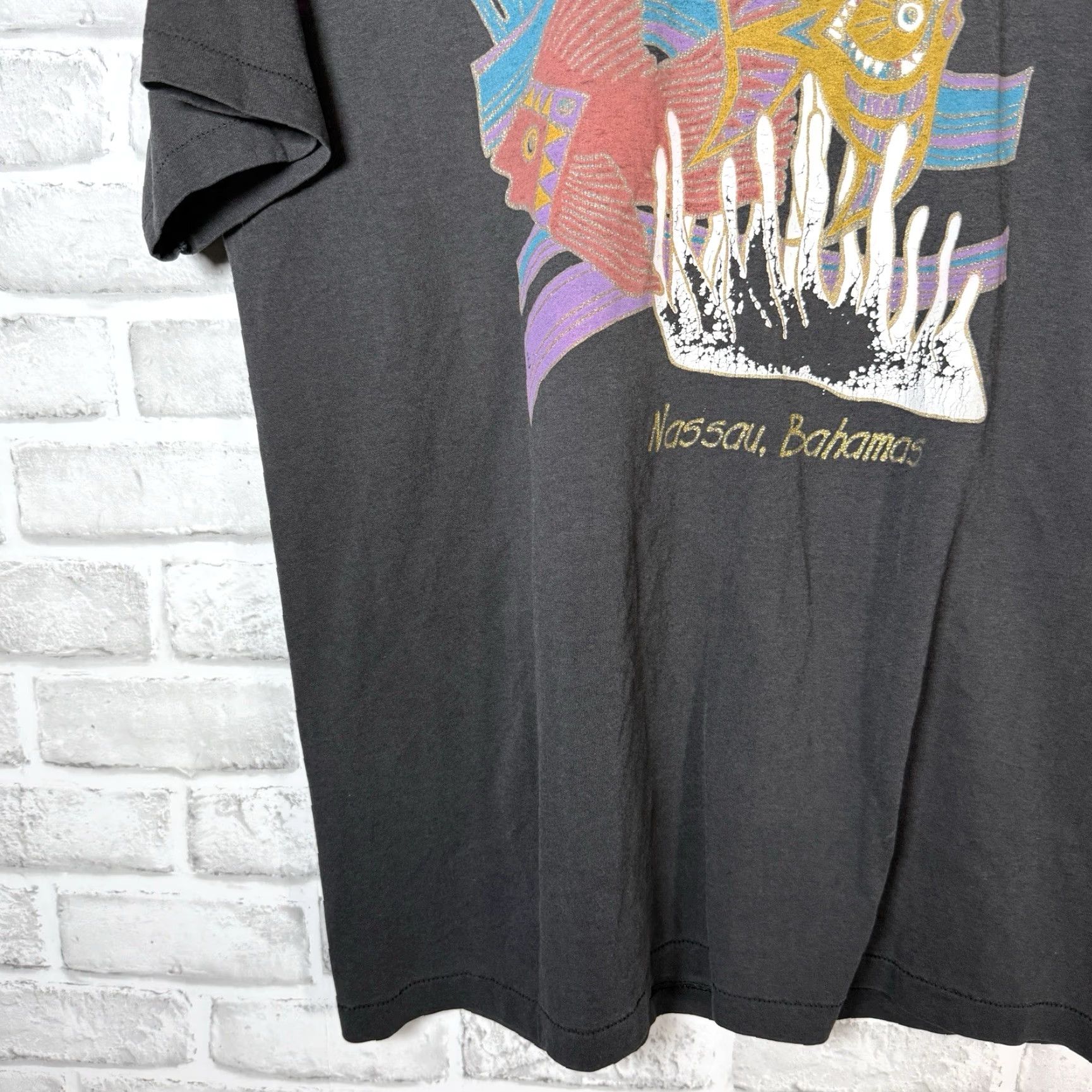 Hanes VINTAGE Hanes T-Shirt Black USA Theme Single Stitch Mens Size L Size US L / EU 52-54 / 3 - 3 Thumbnail