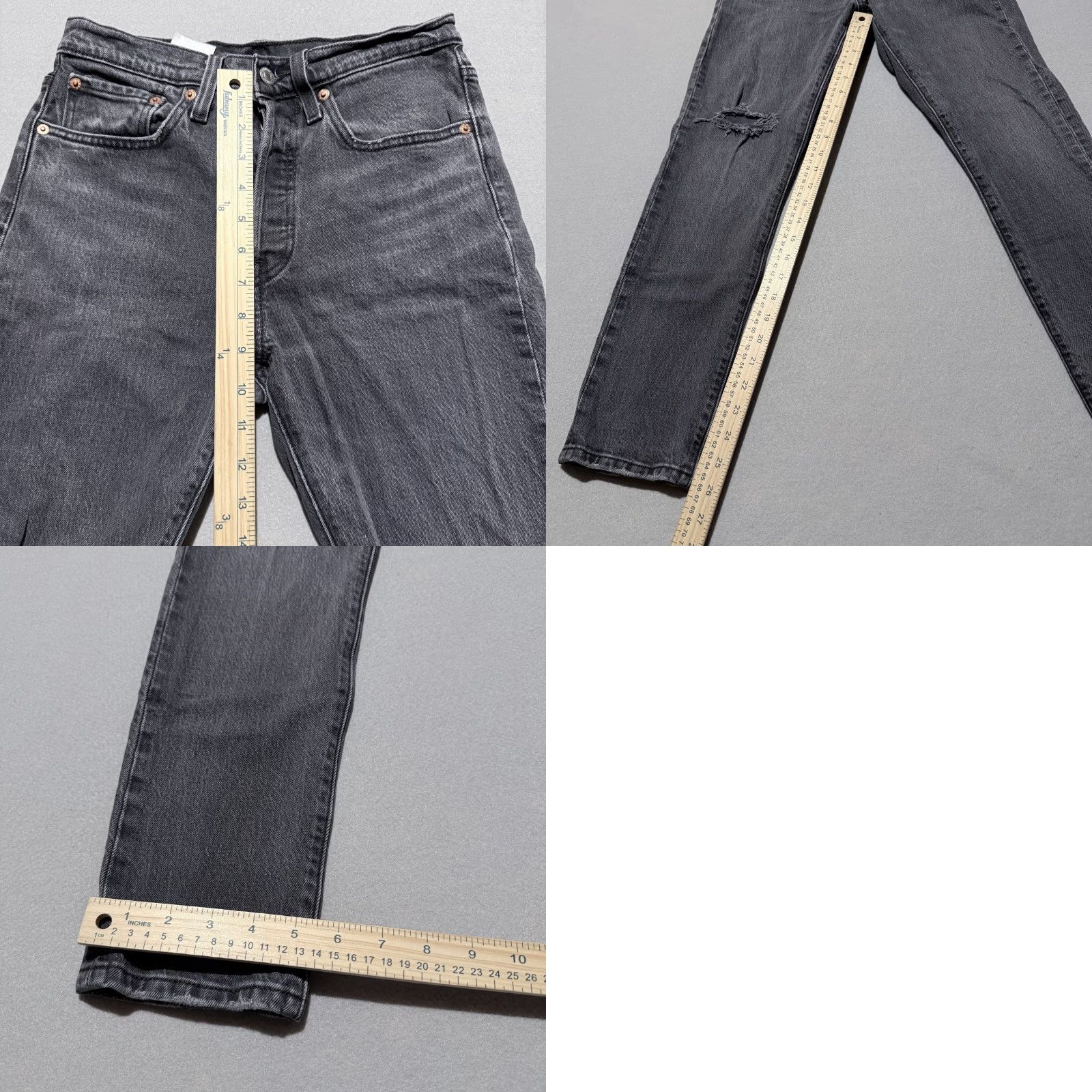 Levi's Levi’s Premium 501 Skinny Jeans Women Gray Denim Distressed Slim Fit 26x28 Jeans Size 26" / US 2 / IT 38 - 9 Thumbnail