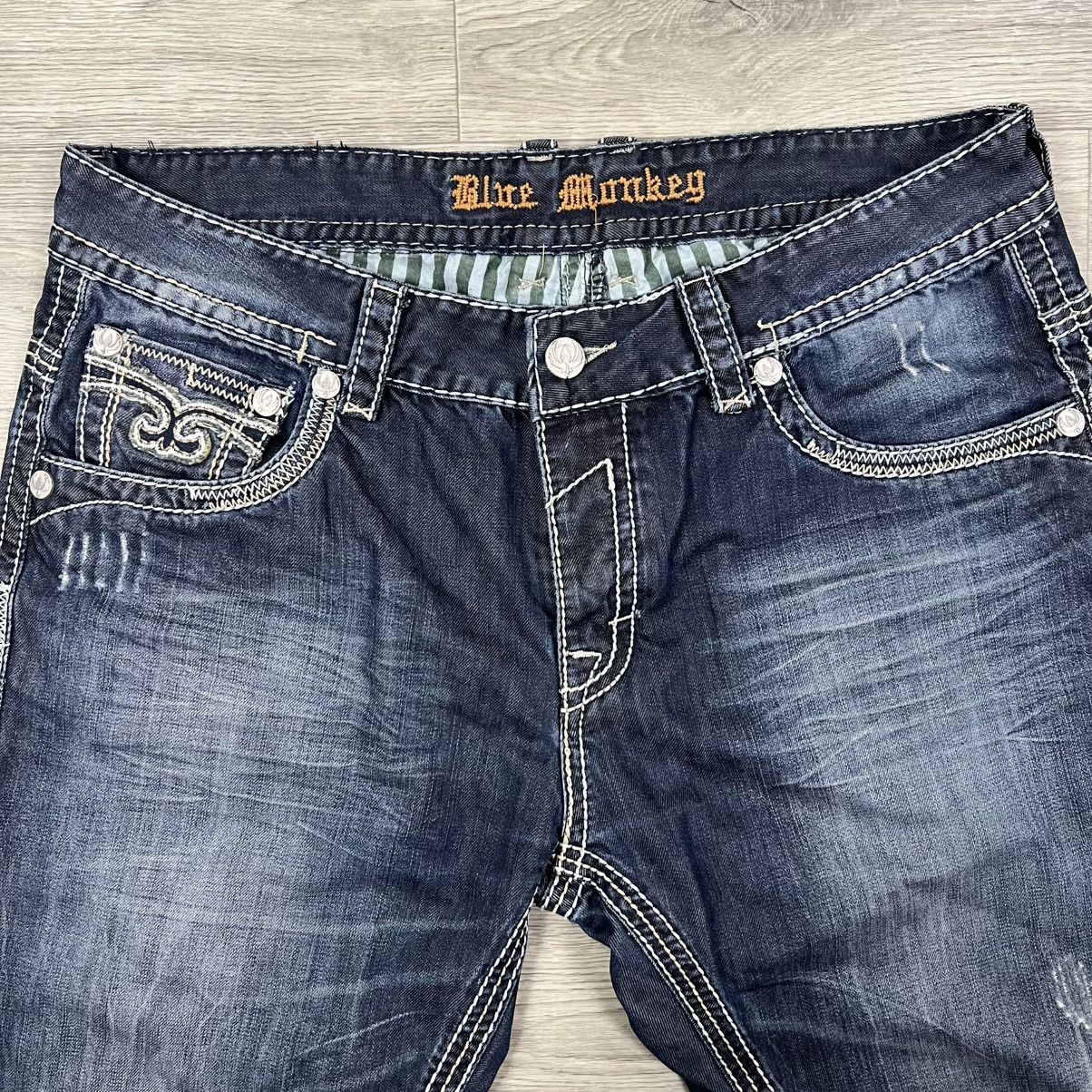 Other Blue Monkey Straight Leg Jeans Blue Denim Fleur De Lis Sz 36 Size US 36 / EU 52 - 4 Thumbnail