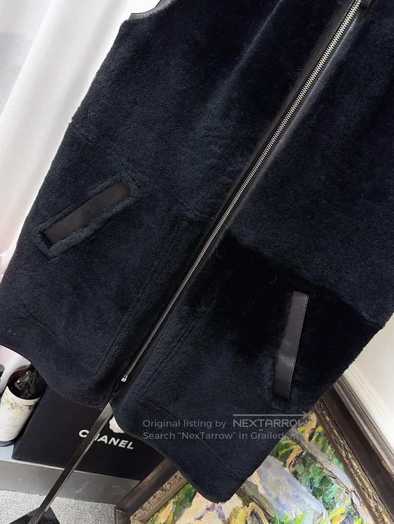 Hermes Hermes Black Leather and Fur Long Sleeve Vest Coat Size XS / US 0-2 / IT 36-38 - 3 Thumbnail