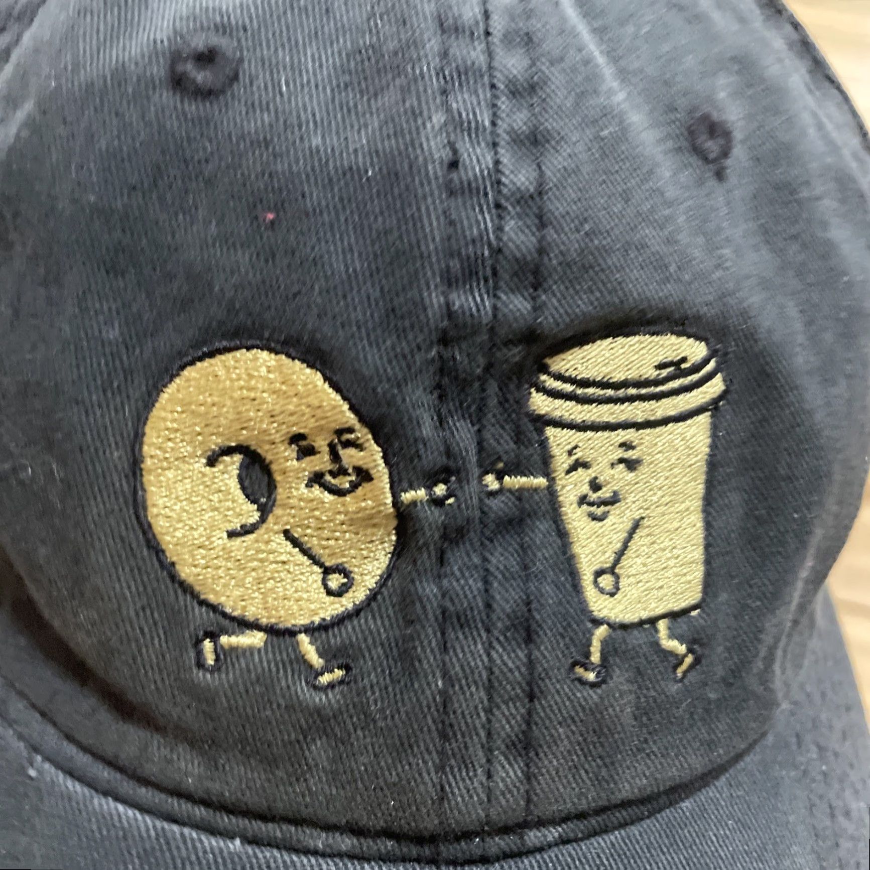 Vintage Sidecar Donuts and Coffee Hat Baseball Cap Black Gold Adjustable LA Streetwear Mens One Size Canvas Cotton Size ONE SIZE - 4 Thumbnail