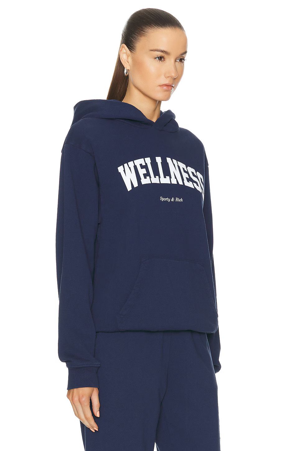 Sporty & Rich o1mle0425 Wellness Ivy Cropped Hoodie in Navy & White Size L / US 10 / IT 46 - 2 Thumbnail