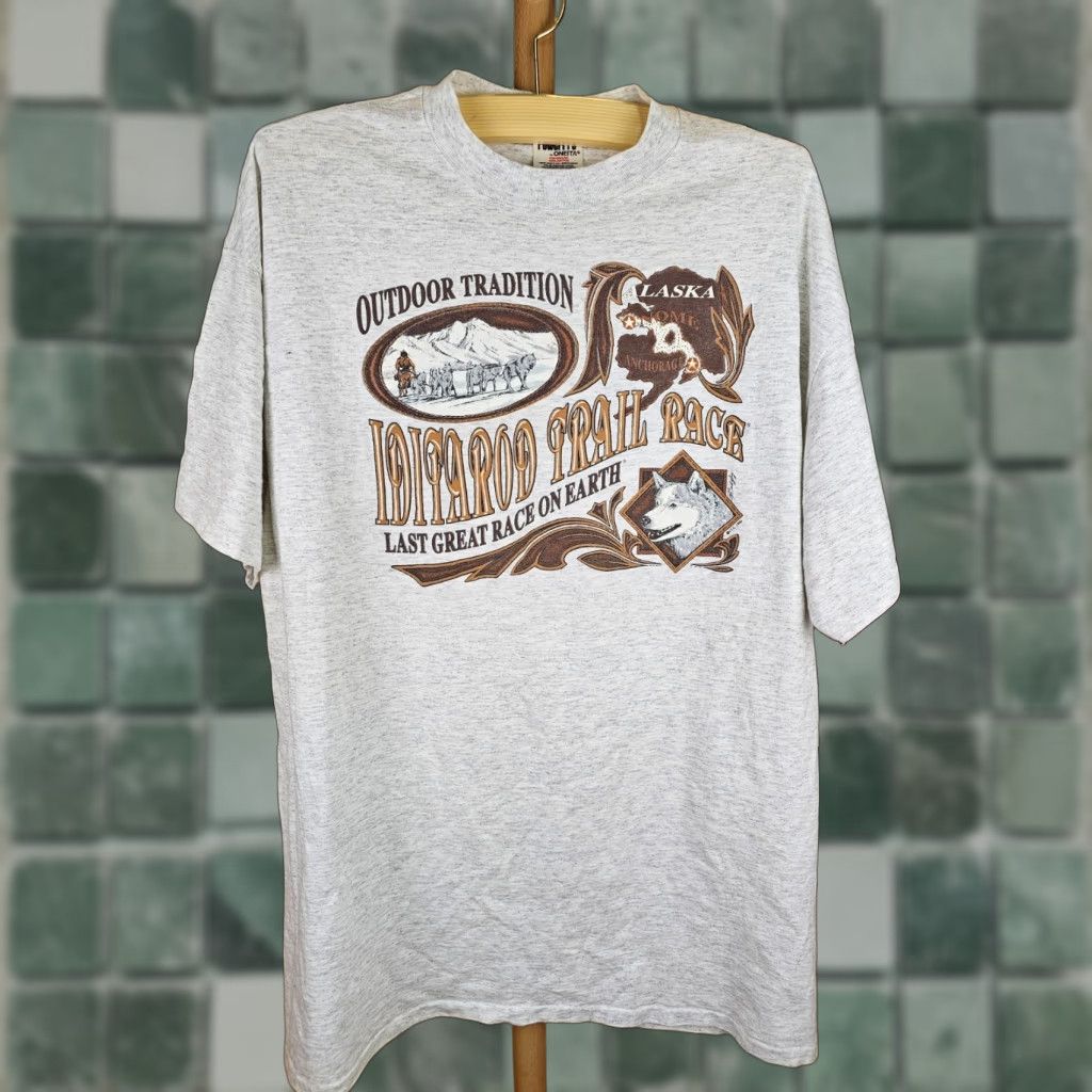 Vintage VINTAGE IDITAROD TRAIL RACE ALASKA SLED DOG T-SHIRT 2XL POWER PRO Gray Crew Neck Short Sleeve Men's Size US XXL / EU 58 / 5 - 1 Thumbnail