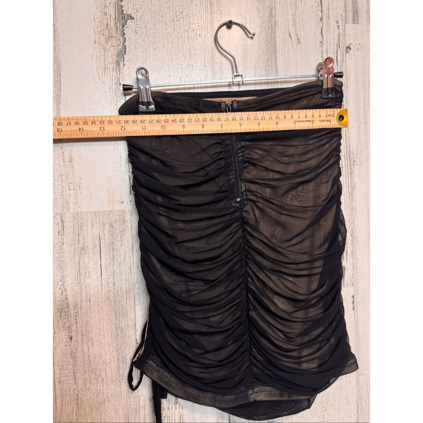 Other Privy Windsor Black Mesh Ruched Mini Skirt | Sheer Overlay N Size 30" / US 8 / IT 44 - 9 Thumbnail