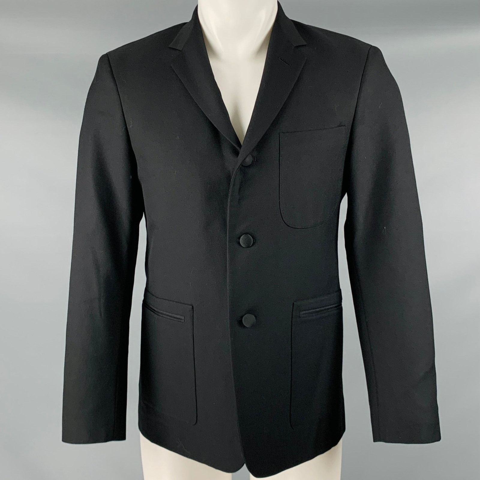 Brooks Brothers Black Fleece BLACK FLEECE Size 38 Black Wool Notch Lapel Sport Coat Size 38R - 1 Thumbnail