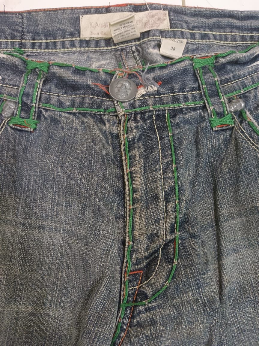 Designer × Vintage Rare Distressed Laguna Beach Skulls Jeans Flare Baggy Size US 30 / EU 46 - 9 Thumbnail