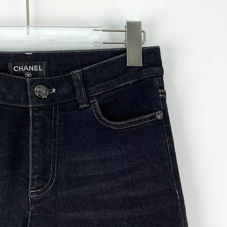 Chanel Chanel Black camellia lace trousers cotton casual denim tr Size 24" / US 00 / IT 34 - 3 Thumbnail