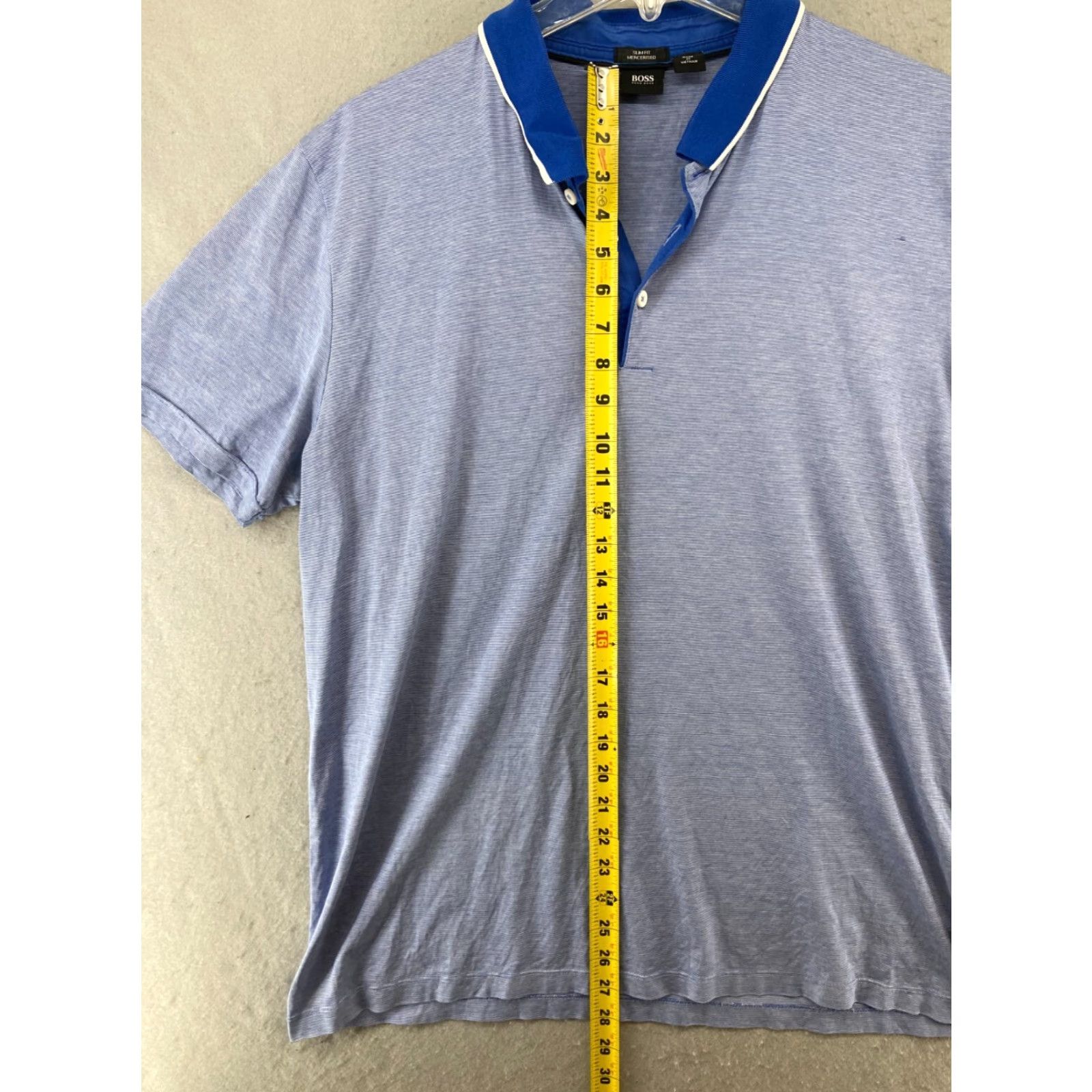 Vintage VINTAGE Boss Mens Polo Shirt 2XL Blue Striped Slim Fit Mercerised Size US XXL / EU 58 / 5 - 3 Thumbnail