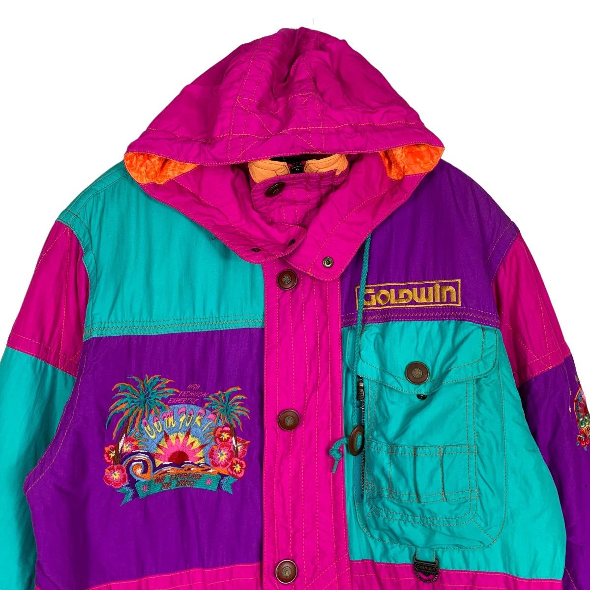 Goldwin GOLDWIN Premier Mix Multicolor Hooded Ski Jacket #0068-C4 Size US L / EU 52-54 / 3 - 3 Thumbnail