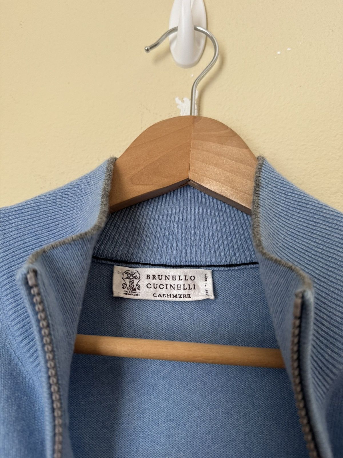 Brunello Cucinelli Brunello Cucinelli 100% Cashmere Quarter Zip Sweater Blue 56 Size US XL / EU 56 / 4 - 3 Thumbnail