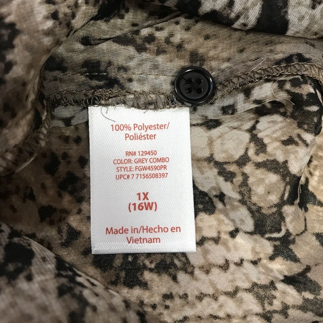 Faded Glory Faded Glory Snake Print Sheer V-Neck Long Sleeve Blouse 1X Size XL / US 12-14 / IT 48-50 - 5 Thumbnail