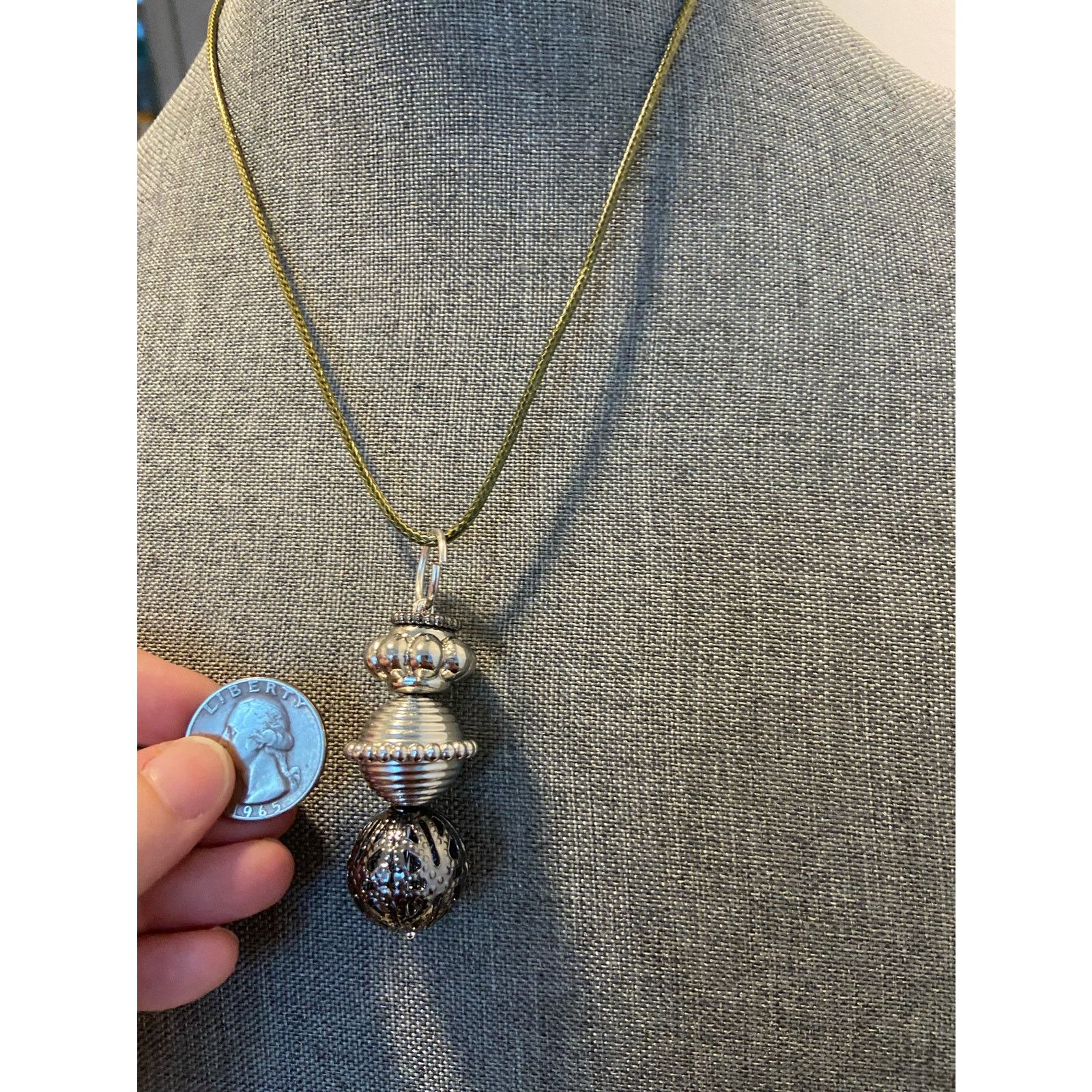 Handmade Upcycled metal bead pendant necklace Size ONE SIZE - 2 Thumbnail